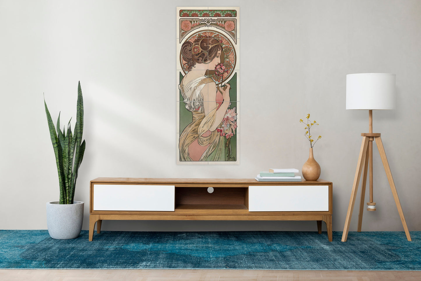 Tile Mural/Mosaic Ceramic Panel of Alphonse Mucha La Primevère - Alphonse Mucha wall print - Mucha wall art - Tile Mural - Art Nouveau print