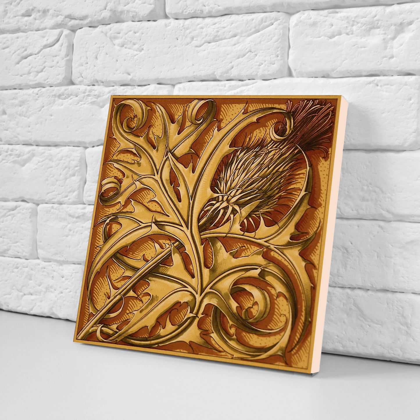 Art Nouveau Flower Ceramic tiles - Set of 2 Art Nouveau Wall Decor Tiles - Kitchen Backsplash Tiles, Table Decorative Tiles, Bathroom Tiles