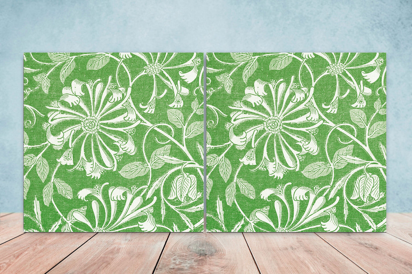 Art Nouveau Flower Ceramic tiles - Set of 2 Art Nouveau Wall Decor Tiles - Kitchen Backsplash Tiles, Table Decorative Tiles, Bathroom Tiles