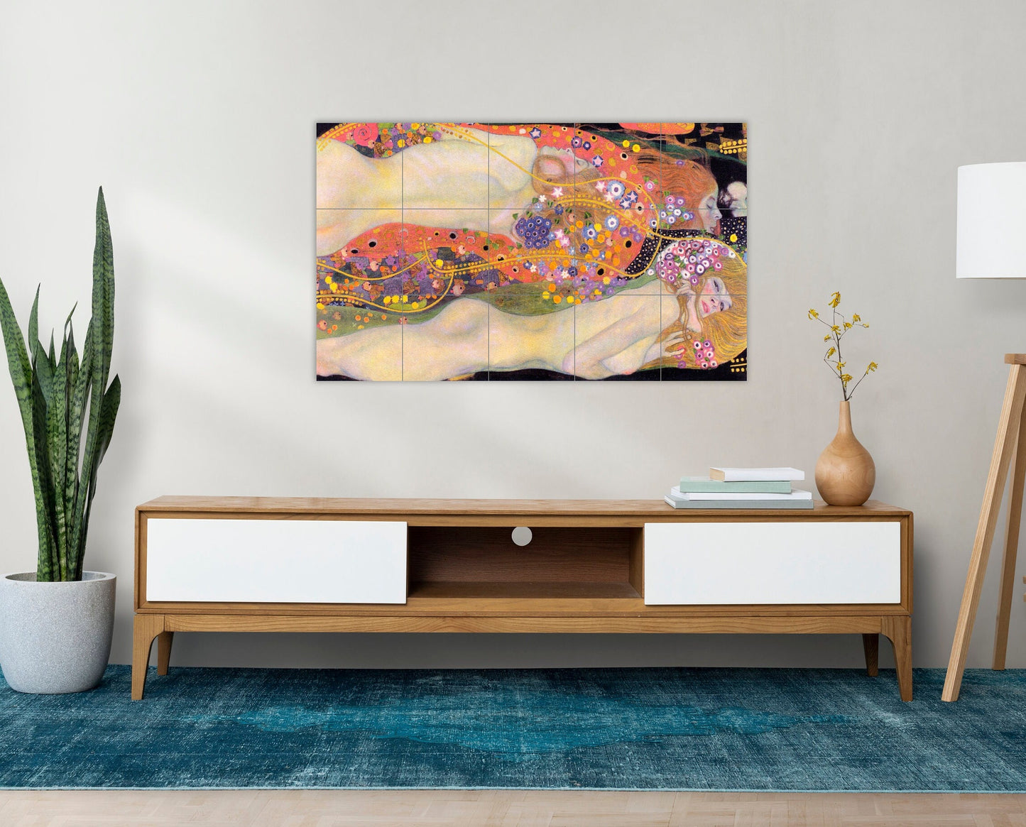 Tile Mural/Mosaic Ceramic Panel of Gustav Klimt Water Serpents -Gustav Klimt wall print -Klimt Tile Mural-Klimt nude wall print -Tile Mosaic