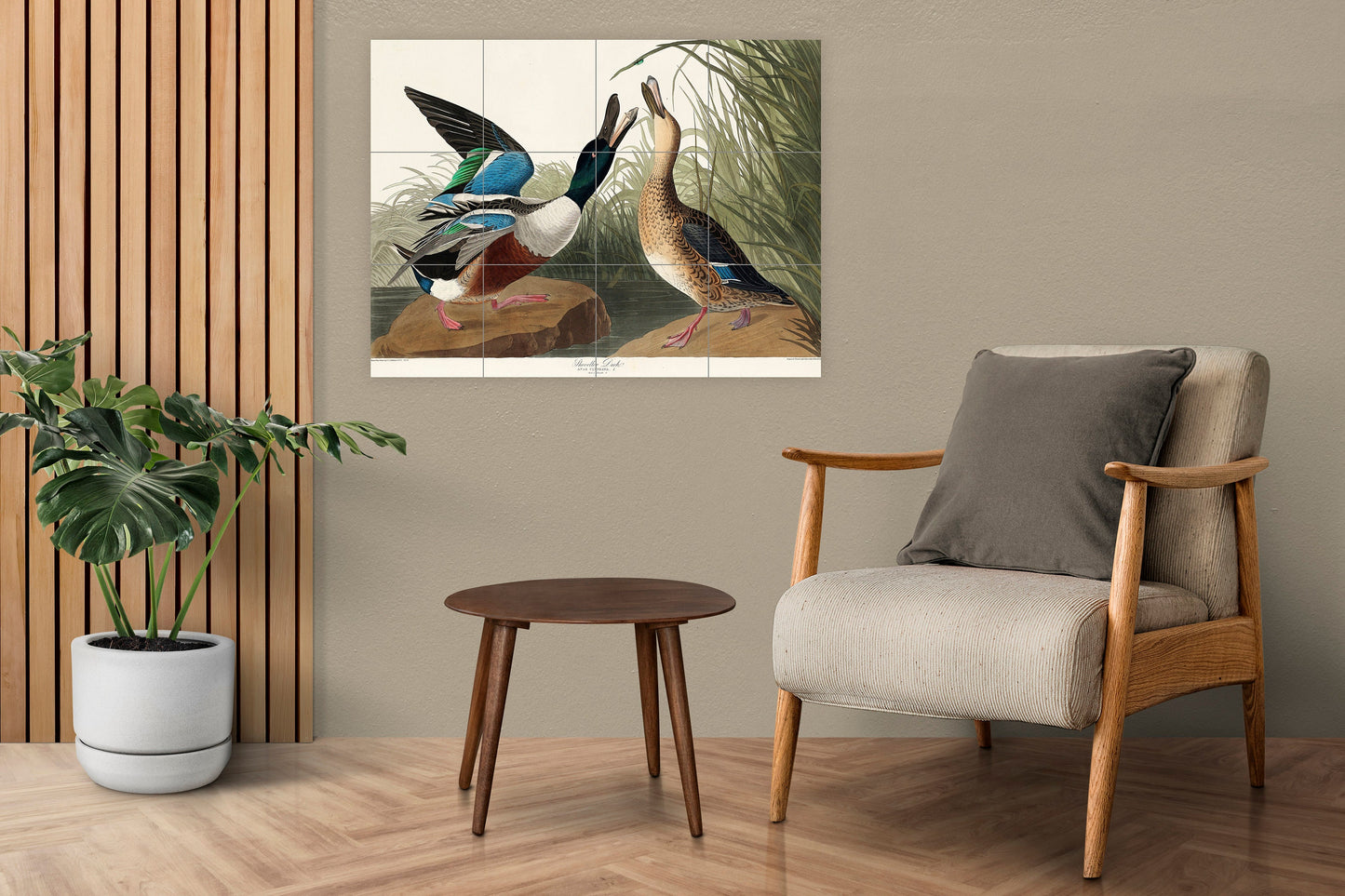 Tile Mural/Mosaic Ceramic Panel of James Audubon Shoveller Ducks - Ducks print - Tile Mural - Gloss Tiles - Bird Tile Mosaic - Accent tiles