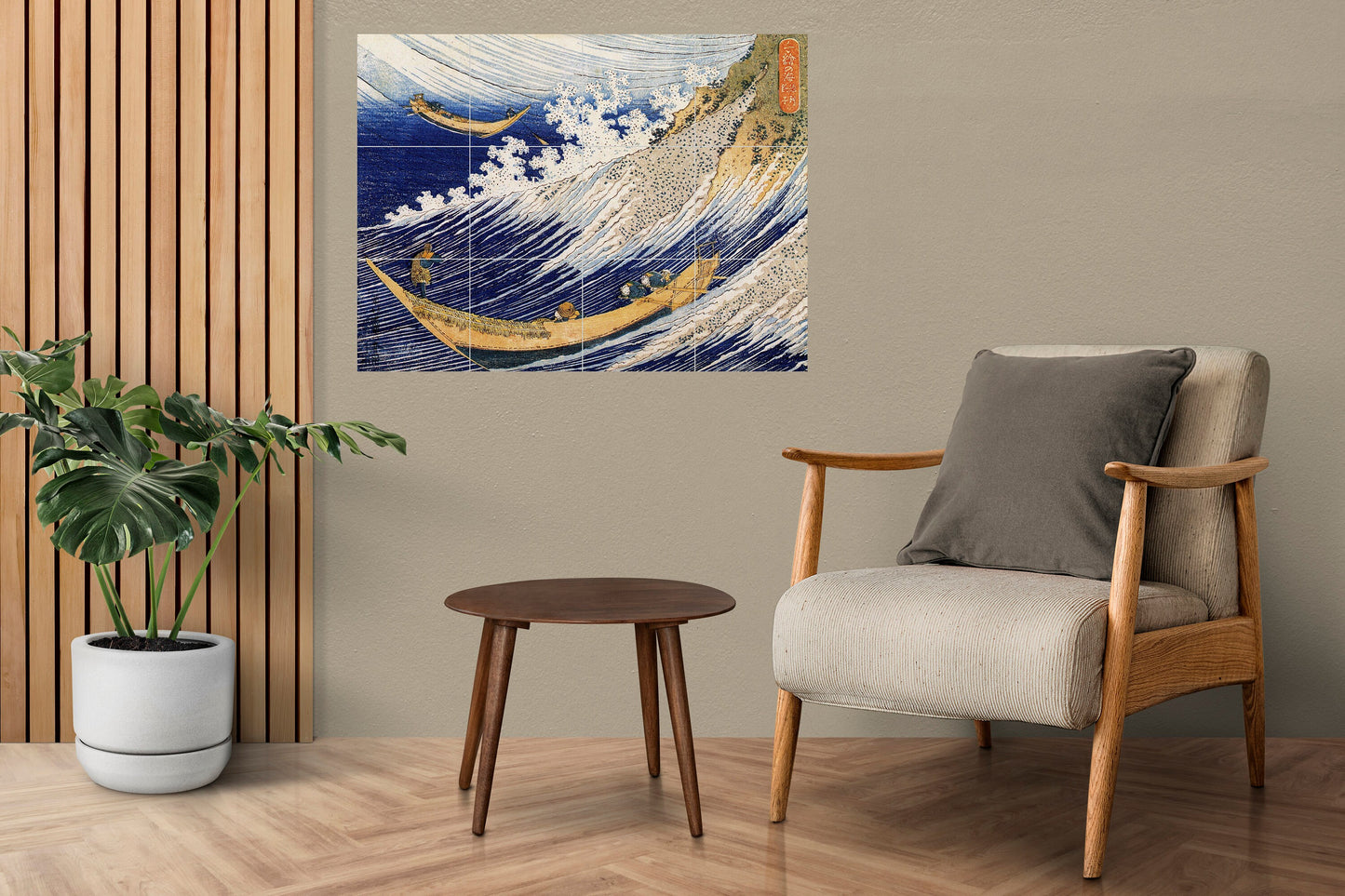 Tile Mural/Mosaic Ceramic Panel of Hokusai Ocean Waves - Hokusai wall print - Japanese Art - Japanese Mural - Hokusai art - Tile Mosaic Art