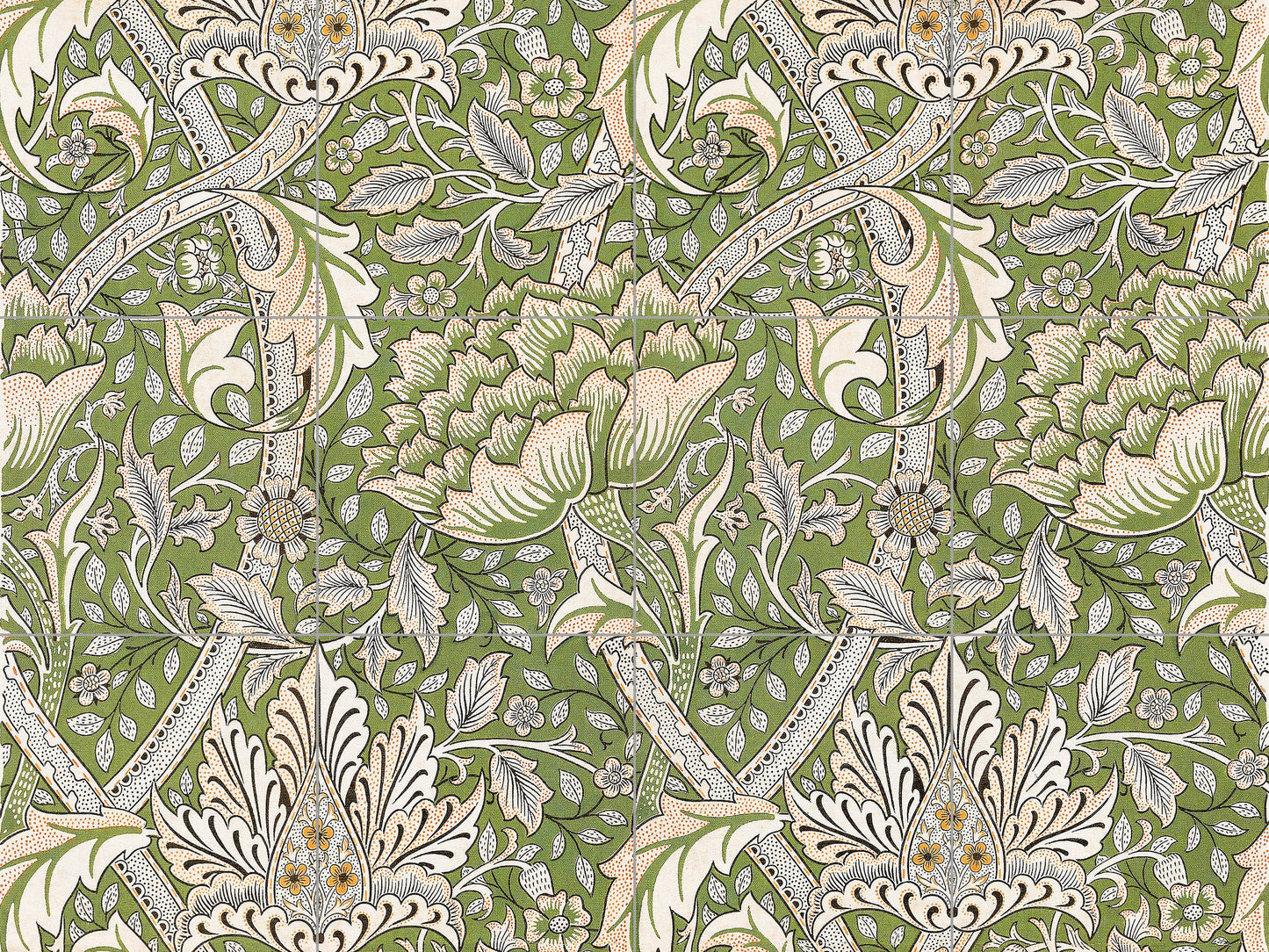 Tile Mural/Mosaic Ceramic Panel of William Morris Windrush pattern - William Morris wall art - Tile Mural -Morris print -Tile Mosaic