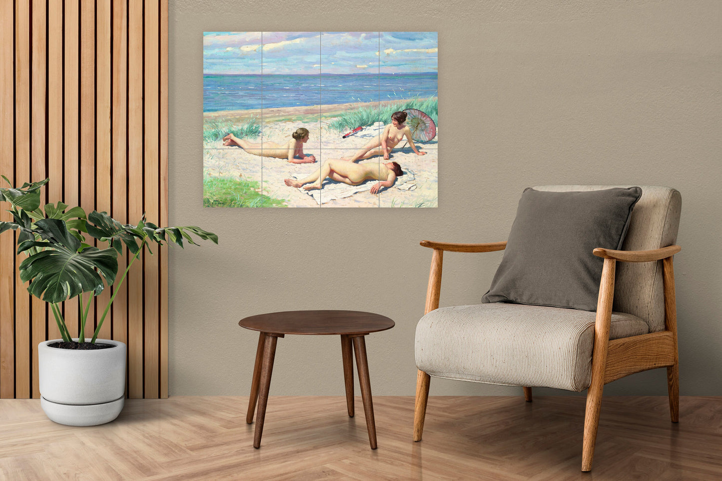 Tile Mural/Mosaic Ceramic Panel of Paul Fischer Girls on the beach - Paul Fischer wall art - Tile Mural - Gloss Tiles - Tile Mosaic