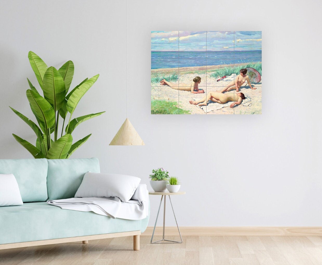 Tile Mural/Mosaic Ceramic Panel of Paul Fischer Girls on the beach - Paul Fischer wall art - Tile Mural - Gloss Tiles - Tile Mosaic