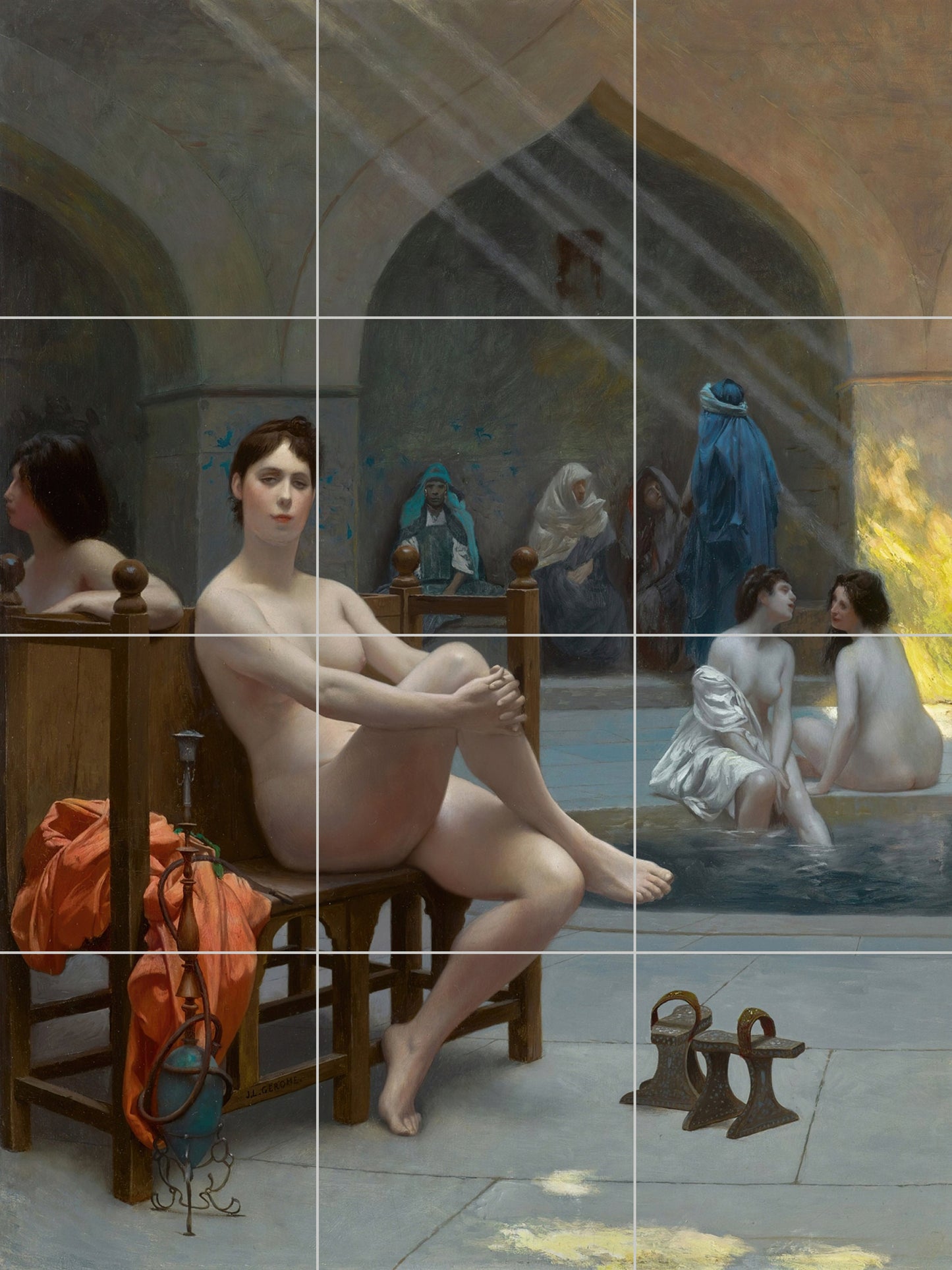 Tile Mural/Mosaic ceramic panel of Le Bain des femmes - Jean-Léon Gérôme wall print -Tile Mural -Tile Mosaic -accent tiles