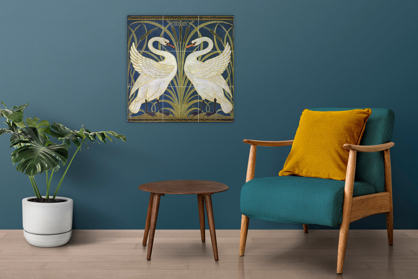 Tile Mural/Mosaic Ceramic Panel of Walter Crane Swan, Rush and Iris- Walter Crane wall art -Art Nouveau Tile Mural -Crane print -Tile Mosaic