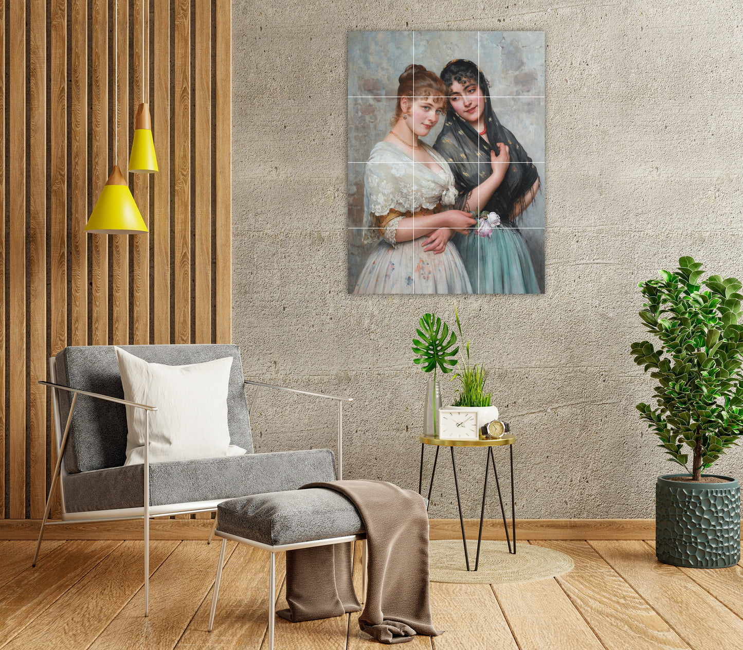 Tile Mural/Mosaic Ceramic Panel of Eugene de Blaas Two Venetian Women - de Blaas wall print - Tile Mural -Accent tiles - Kitchen backsplash
