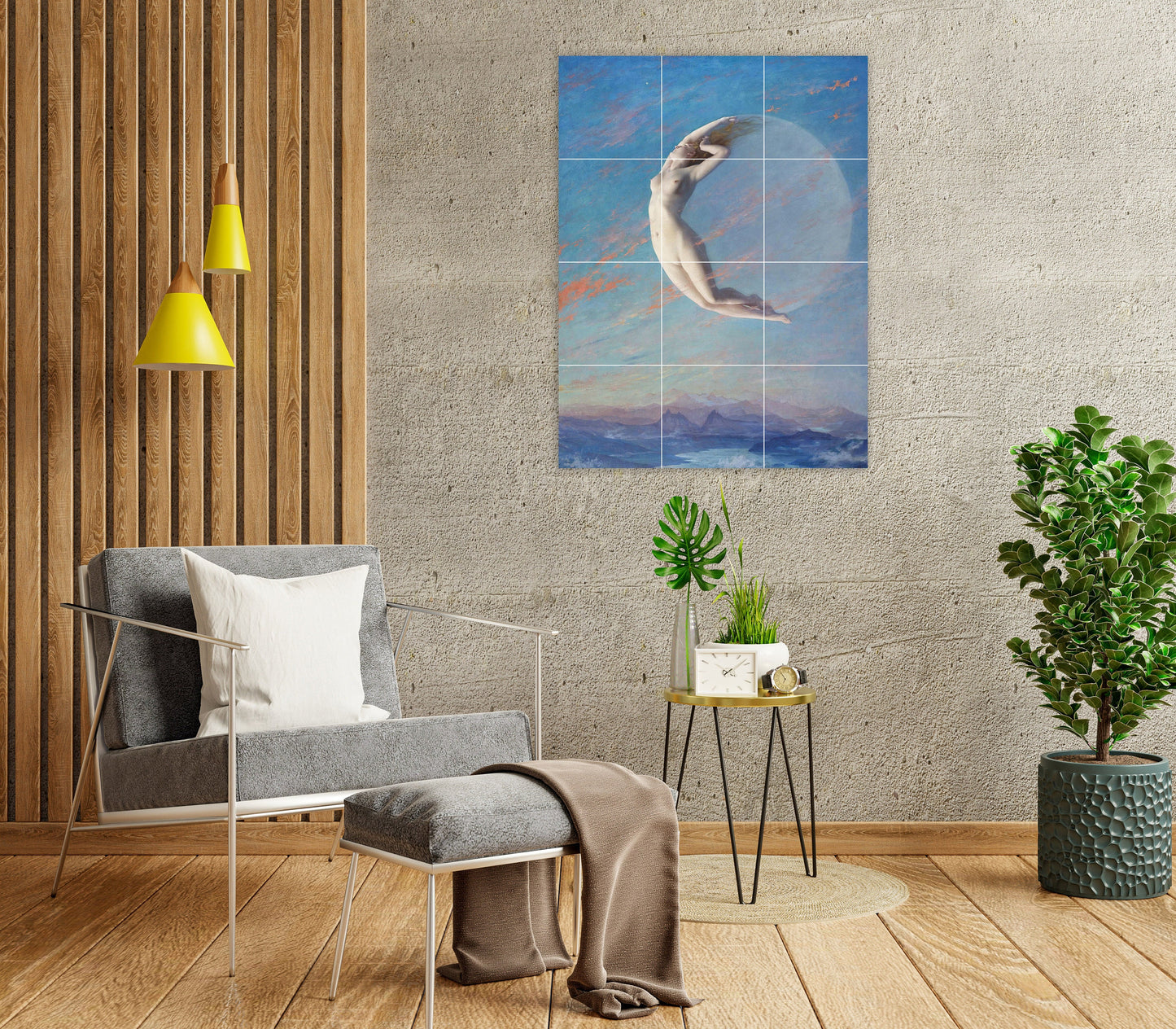 Tile Mural/Mosaic Ceramic Panel of Albert Aublet Selene - Albert Aublet wall print - Albert Aublet wall art - Tile Mural - Accent tiles