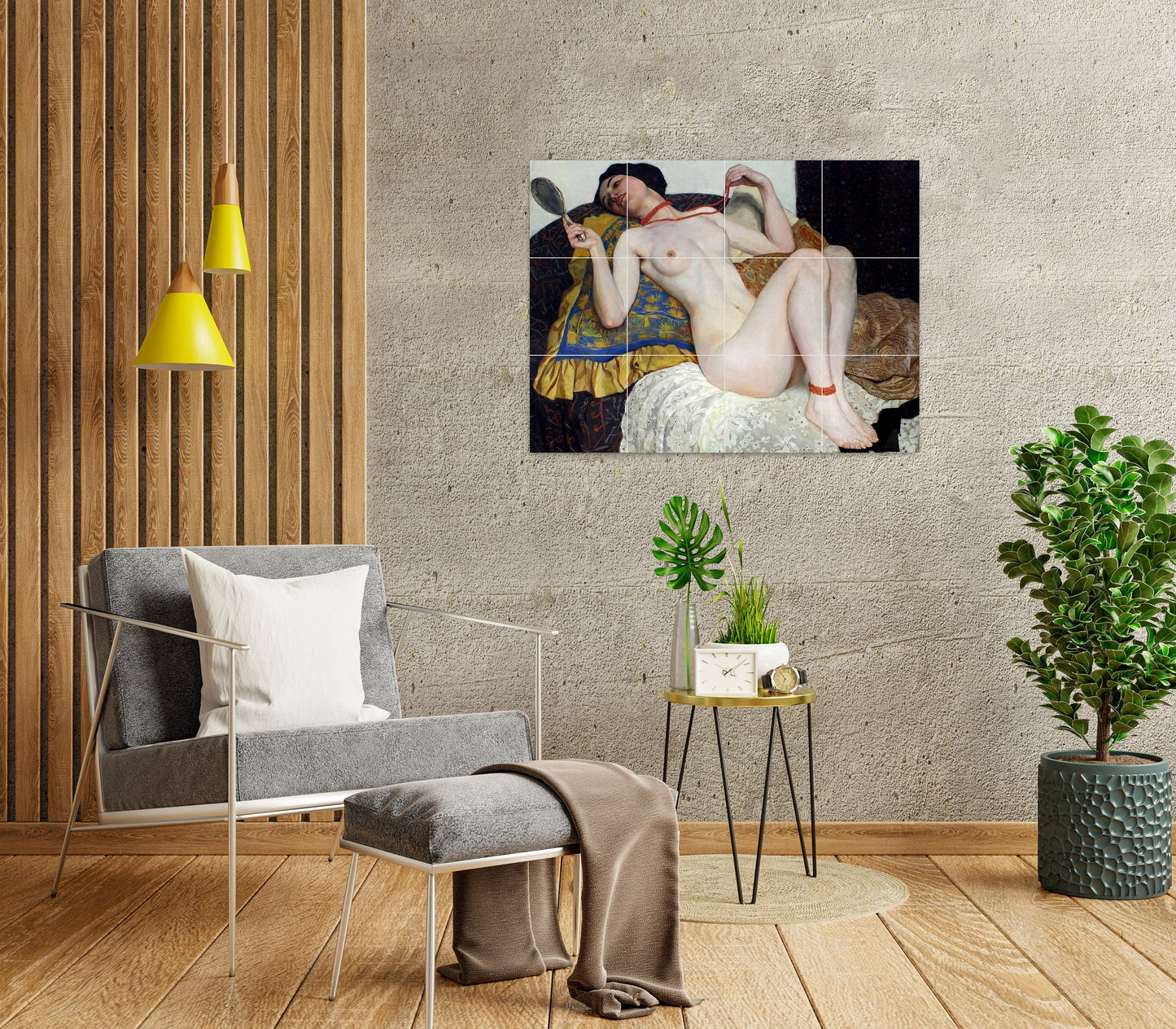 Tile Mural/Mosaic Ceramic Panel of Wilhelm Gallhof The Coral Necklace - Gallhof wall art - Tile Mural - Gloss Tiles - Tile Mosaic -Nude art