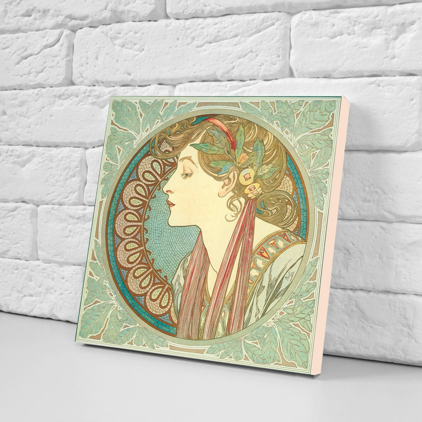 Art Nouveau Flower Ceramic tiles - Set of 2 Art Nouveau Wall Decor Tiles - Kitchen Backsplash Tiles, Table Decorative Tiles, Bathroom Tiles