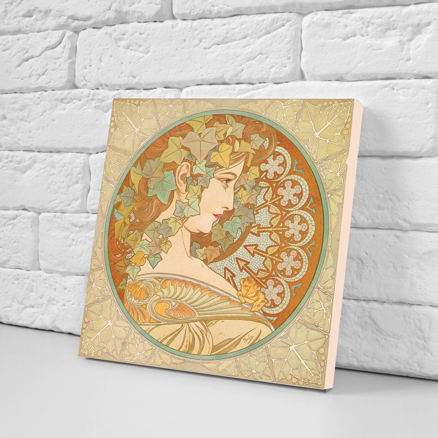 Art Nouveau Flower Ceramic tiles - Set of 2 Art Nouveau Wall Decor Tiles - Kitchen Backsplash Tiles, Table Decorative Tiles, Bathroom Tiles