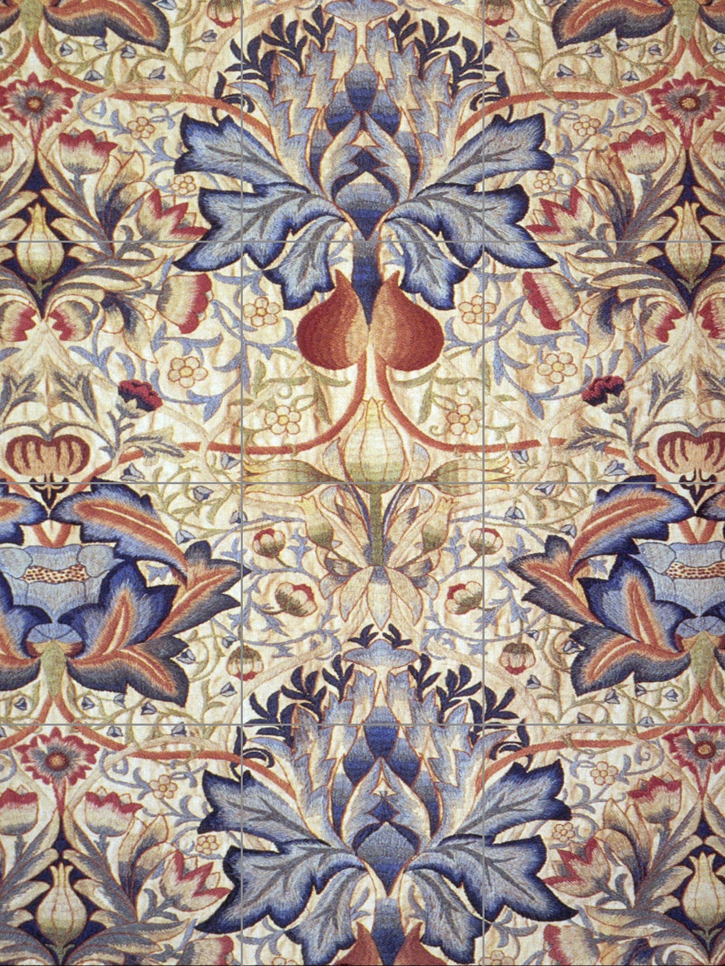 Tile Mural/Mosaic Ceramic Panel of William Morris Artichoke - William Morris wall art- Morris wall print- Tile Mural-Gloss Tiles-Tile Mosaic