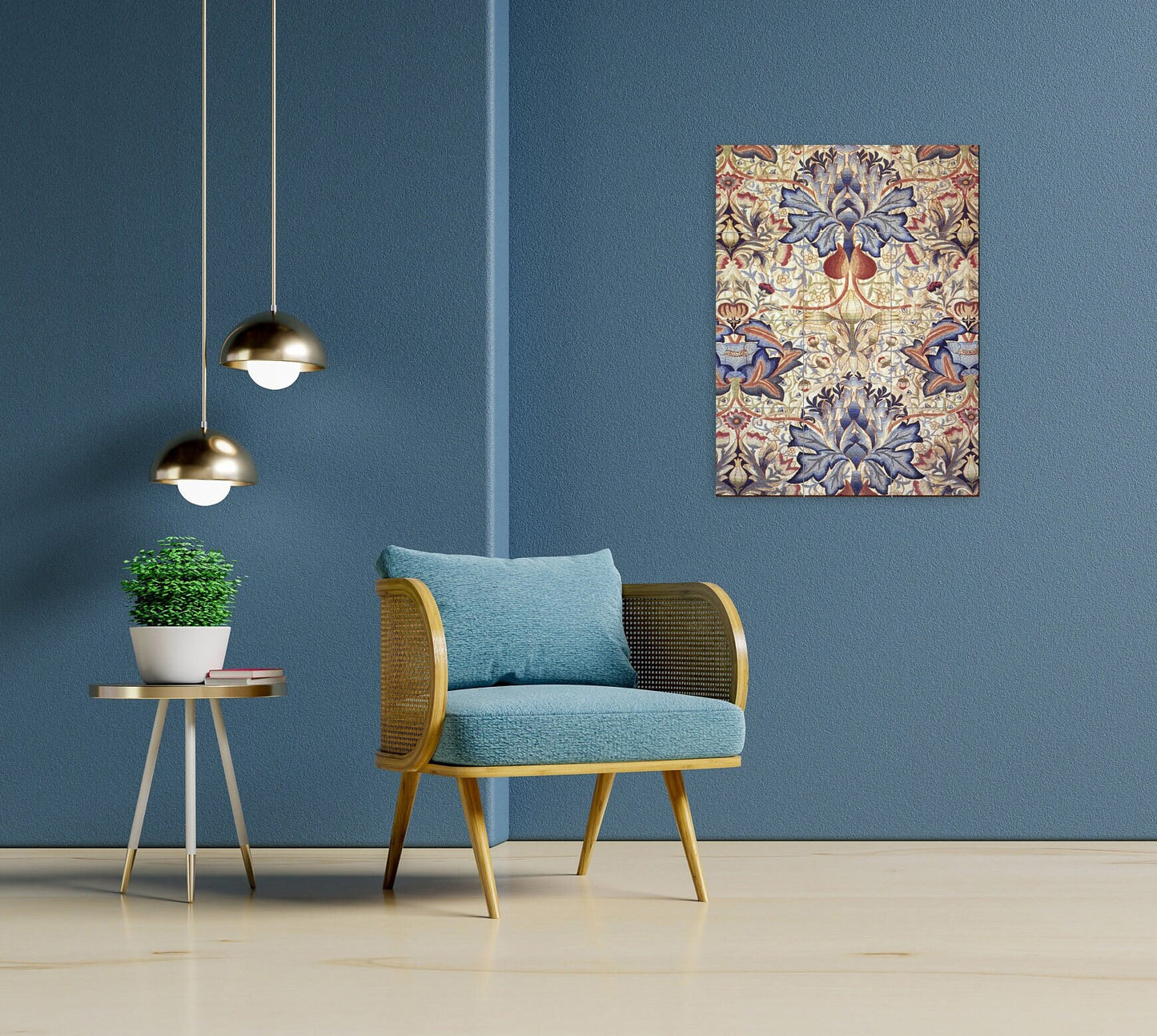 Tile Mural/Mosaic Ceramic Panel of William Morris Artichoke - William Morris wall art- Morris wall print- Tile Mural-Gloss Tiles-Tile Mosaic