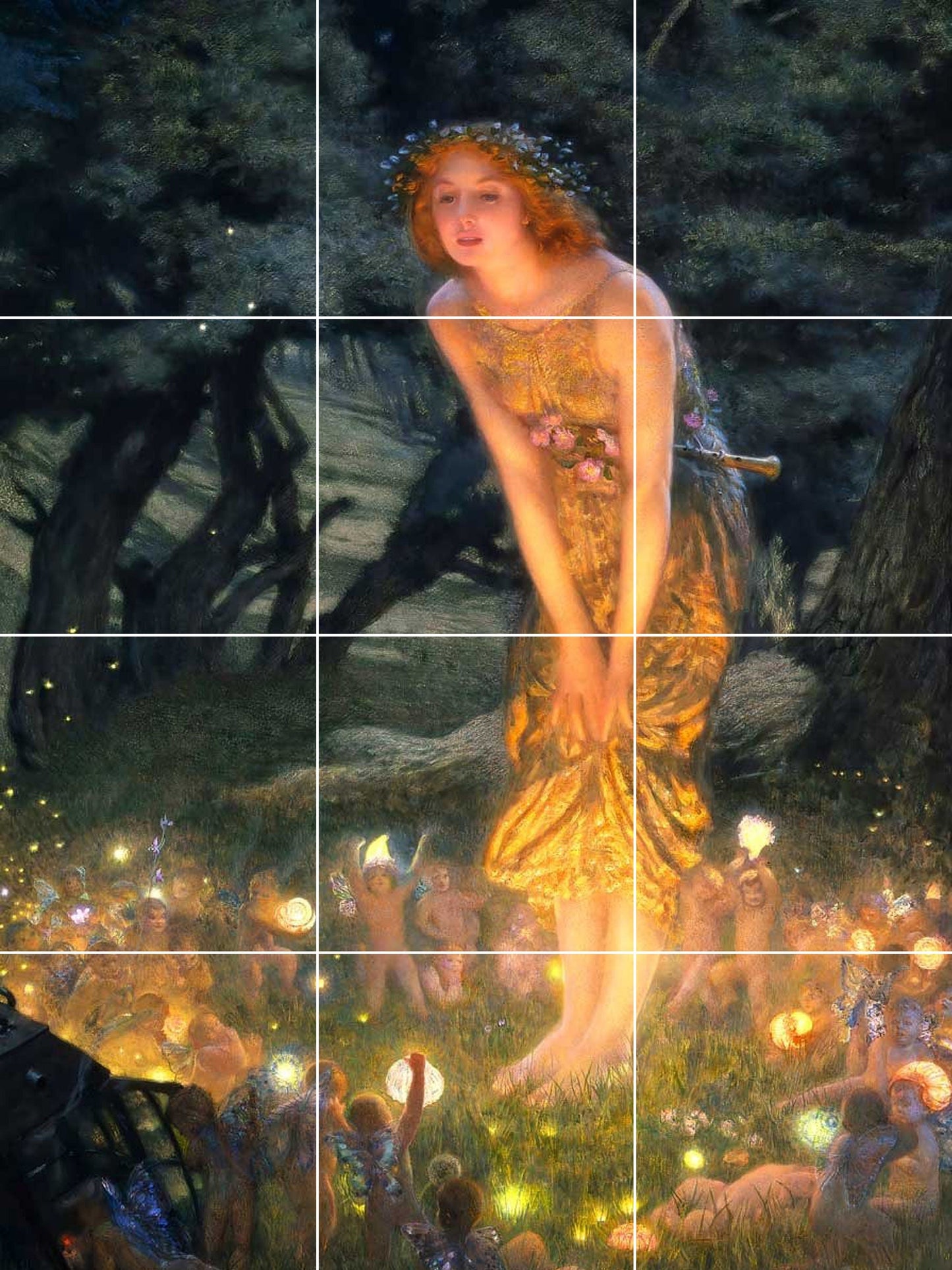 Tile Mural/Mosaic Ceramic Panel of Edward Robert Hughes Midsummer Eve - Robert Hughes wall print- Tile Mural- Gloss Tiles- Tile Mosaic