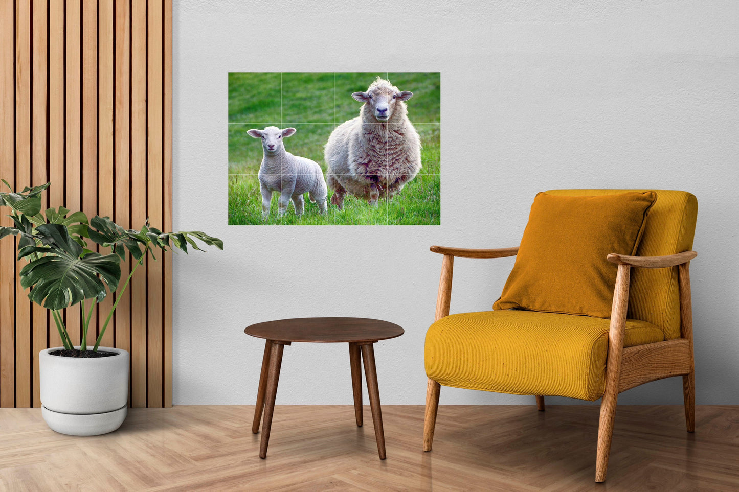 Tile Mural/Mosaic Ceramic Panel of a Sheep and Lamb - Sheep Wall Animal Art - Tile Mural - Gloss Tiles - Tile Mosaic - Countryside Mural