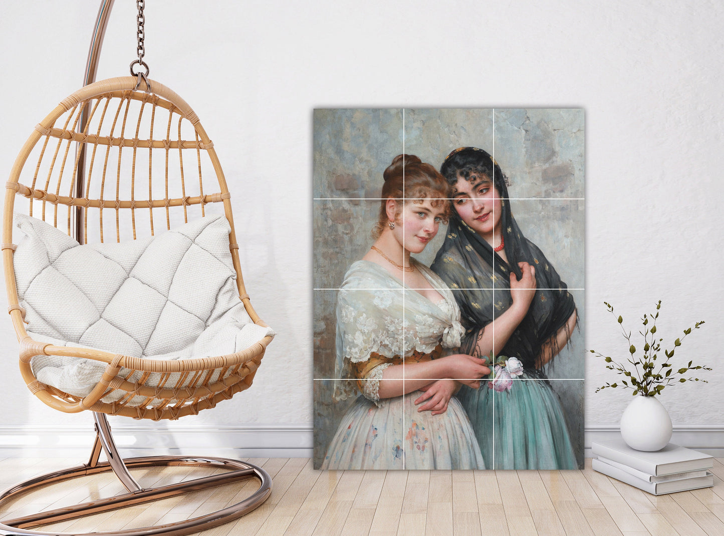 Tile Mural/Mosaic Ceramic Panel of Eugene de Blaas Two Venetian Women - de Blaas wall print - Tile Mural -Accent tiles - Kitchen backsplash