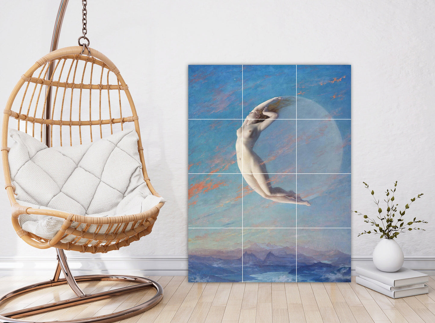 Tile Mural/Mosaic Ceramic Panel of Albert Aublet Selene - Albert Aublet wall print - Albert Aublet wall art - Tile Mural - Accent tiles