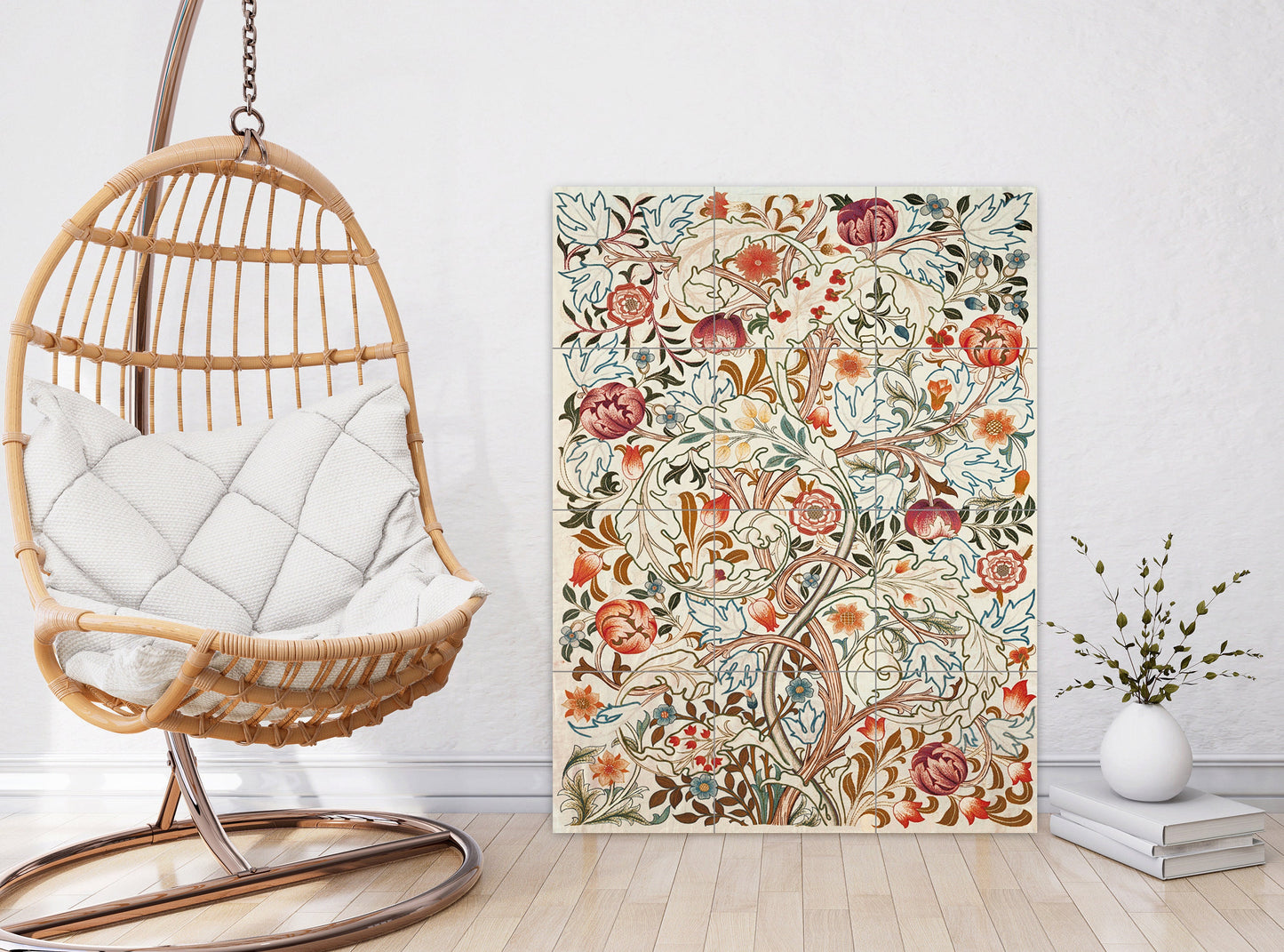 Tile Mural/Mosaic Ceramic Panel of William Morris Acanthus - William Morris wall art - Tile Mural -Morris print -Tile Mosaic - Accent tiles