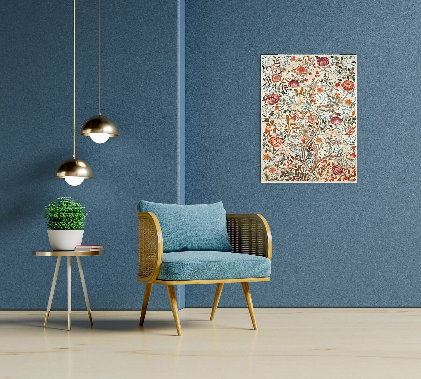 Tile Mural/Mosaic Ceramic Panel of William Morris Acanthus - William Morris wall art - Tile Mural -Morris print -Tile Mosaic - Accent tiles