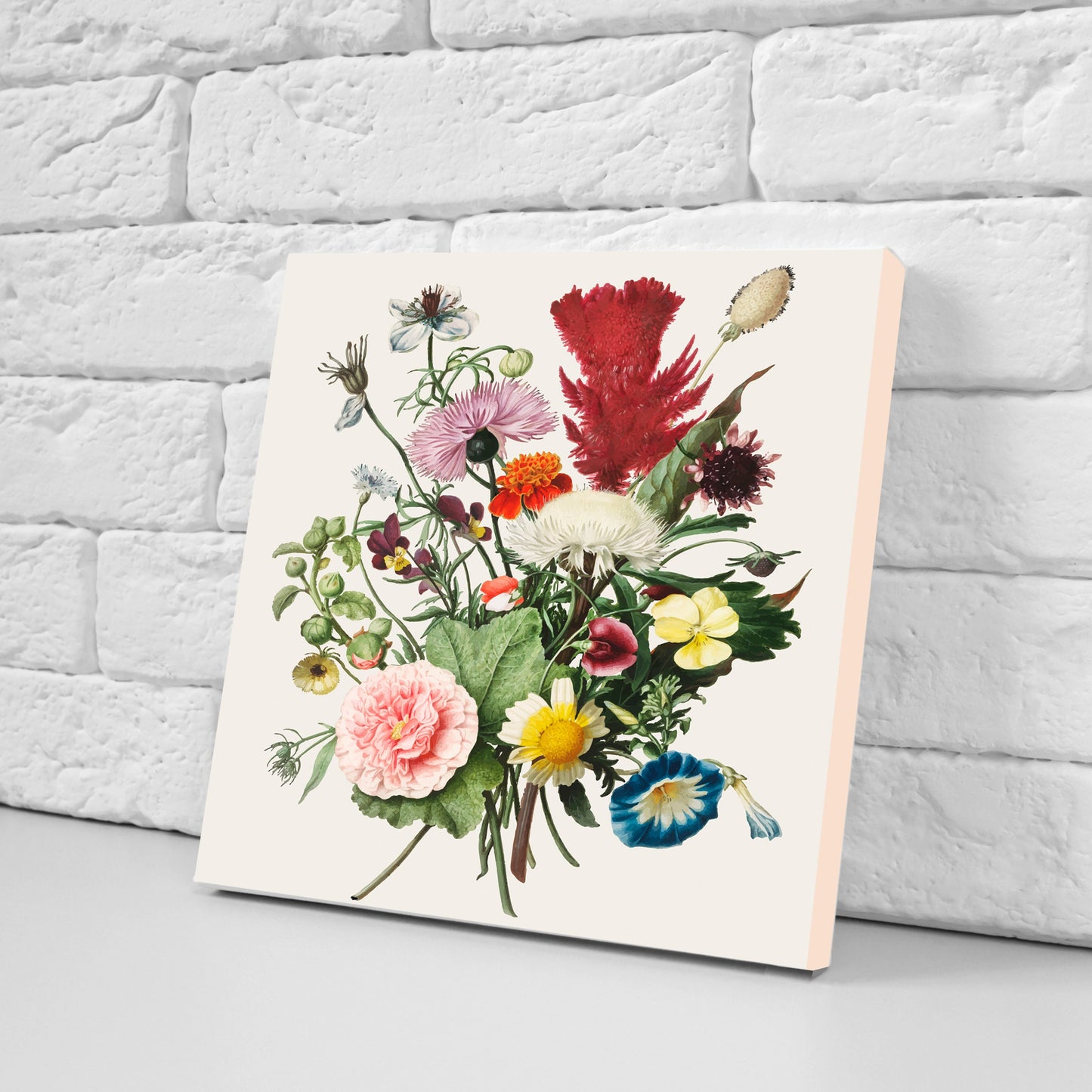 Vintage Botanical Print Ceramic Tiles - Set of 3 Ceramic Decor Tiles - Kitchen Backsplash Tiles, Bathroom Tiles, Botanical wall art