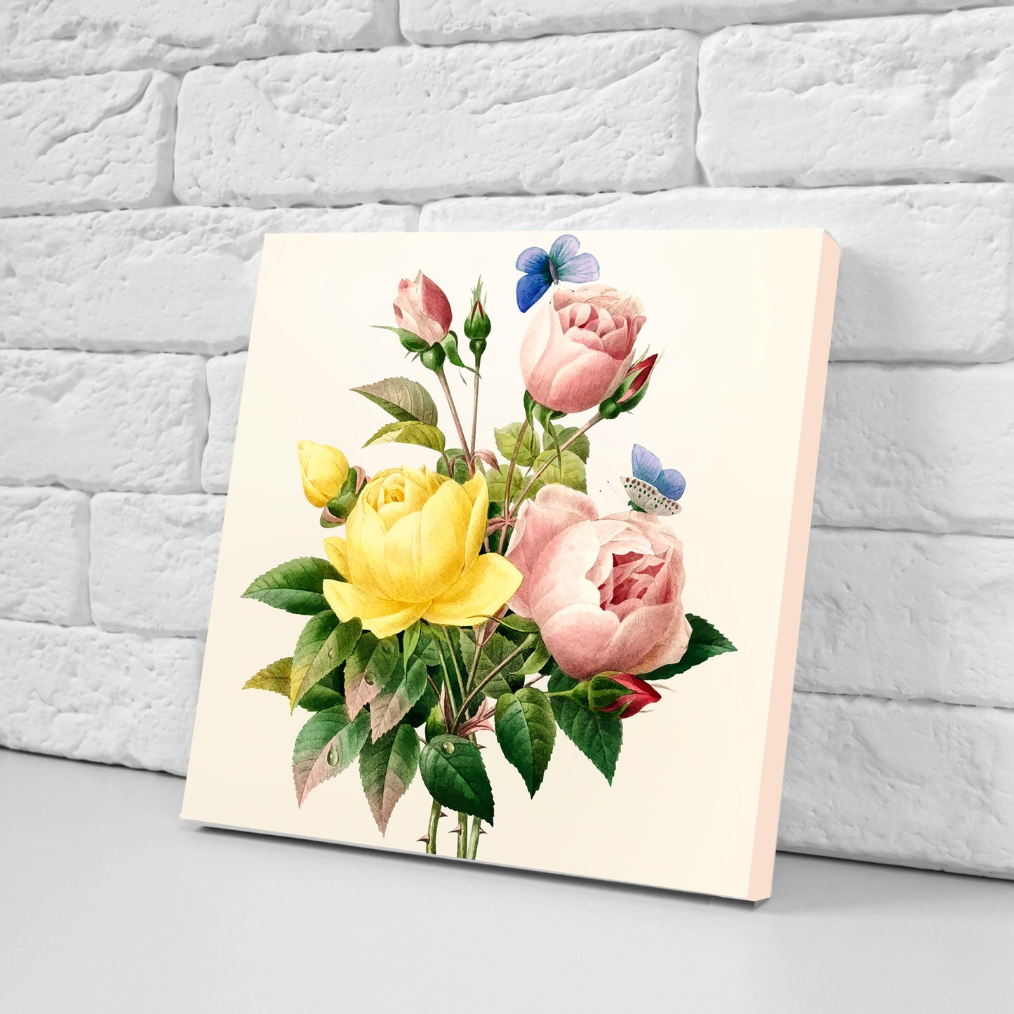 Vintage Botanical Print Ceramic Tiles - Set of 3 Ceramic Decor Tiles - Kitchen Backsplash Tiles, Bathroom Tiles, Botanical wall art