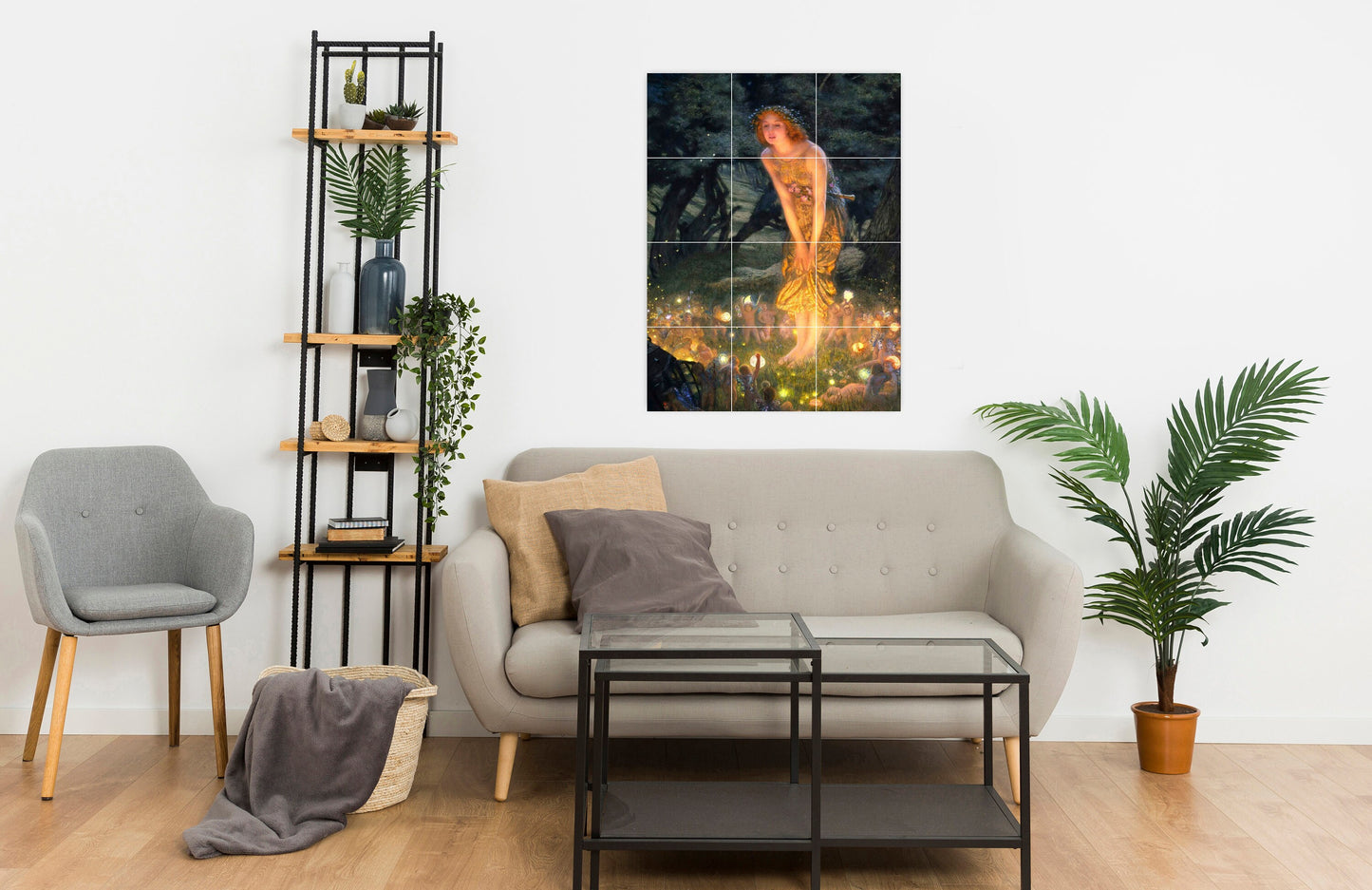 Tile Mural/Mosaic Ceramic Panel of Edward Robert Hughes Midsummer Eve - Robert Hughes wall print- Tile Mural- Gloss Tiles- Tile Mosaic