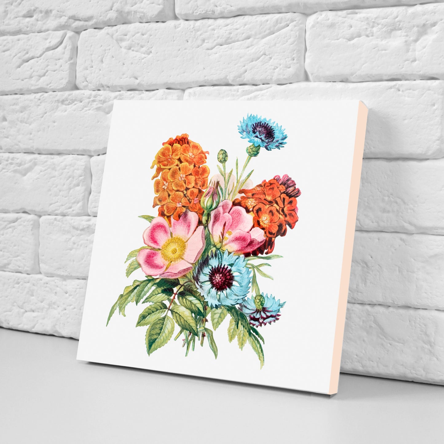 Vintage Botanical Print Ceramic Tiles - Set of 3 Ceramic Decor Tiles - Kitchen Backsplash Tiles, Bathroom Tiles, Botanical wall art