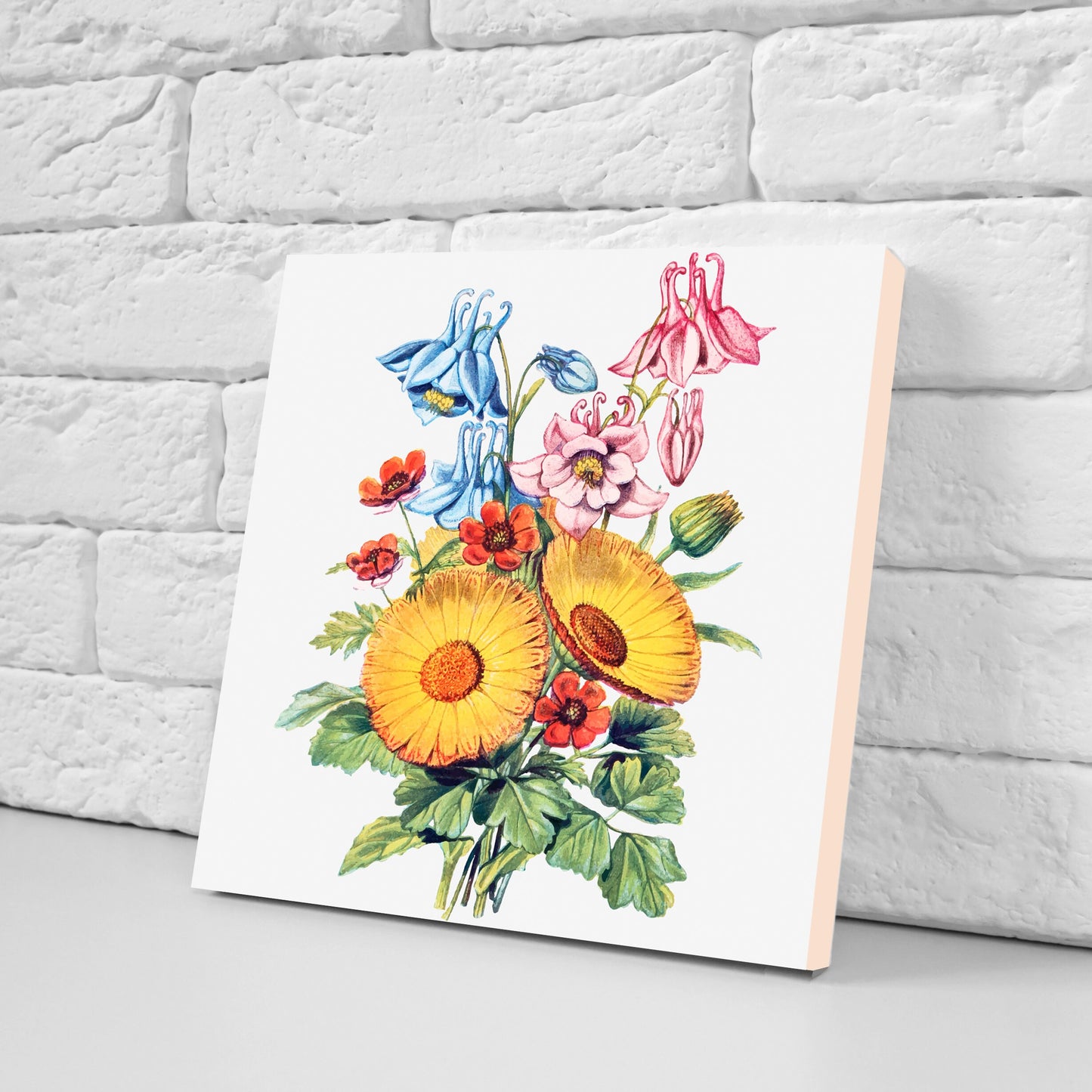 Vintage Botanical Print Ceramic Tiles - Set of 3 Ceramic Decor Tiles - Kitchen Backsplash Tiles, Bathroom Tiles, Botanical wall art