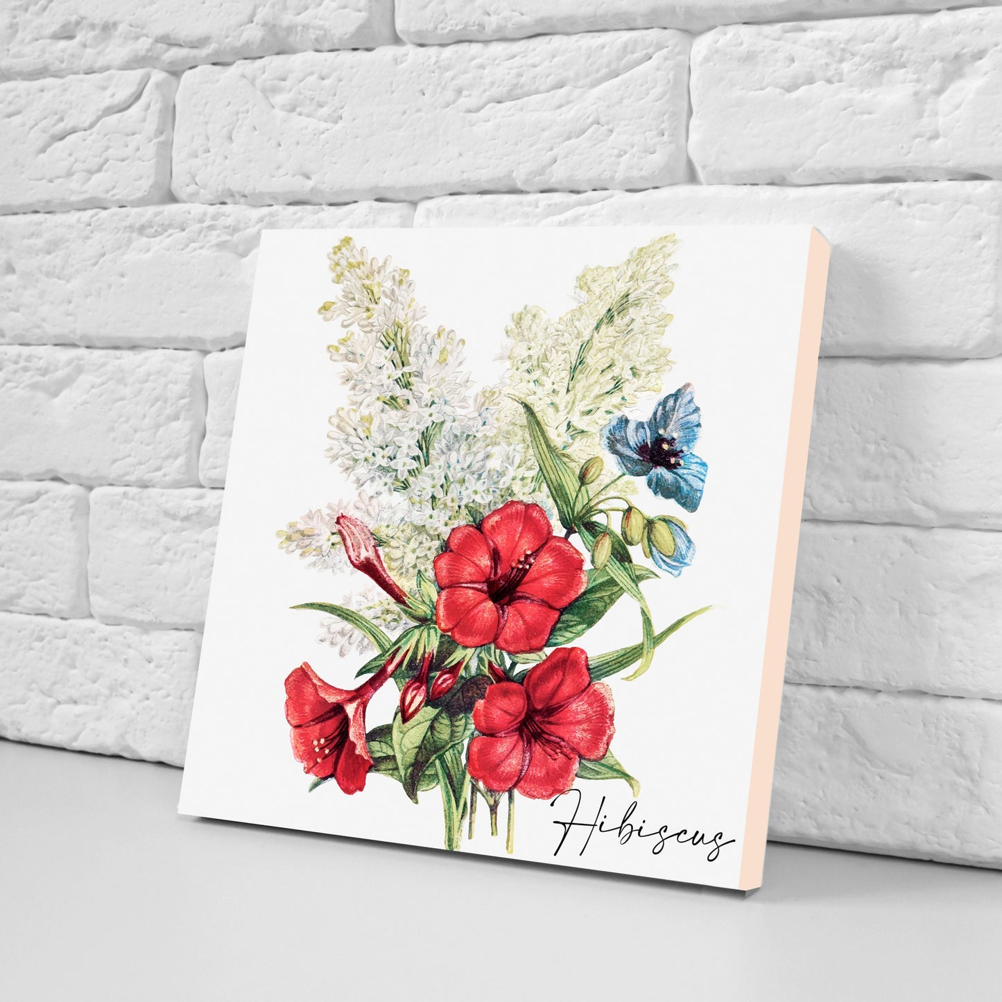 Vintage Botanical Print Ceramic Tiles - Set of 3 Ceramic Decor Tiles - Kitchen Backsplash Tiles, Bathroom Tiles, Botanical wall art