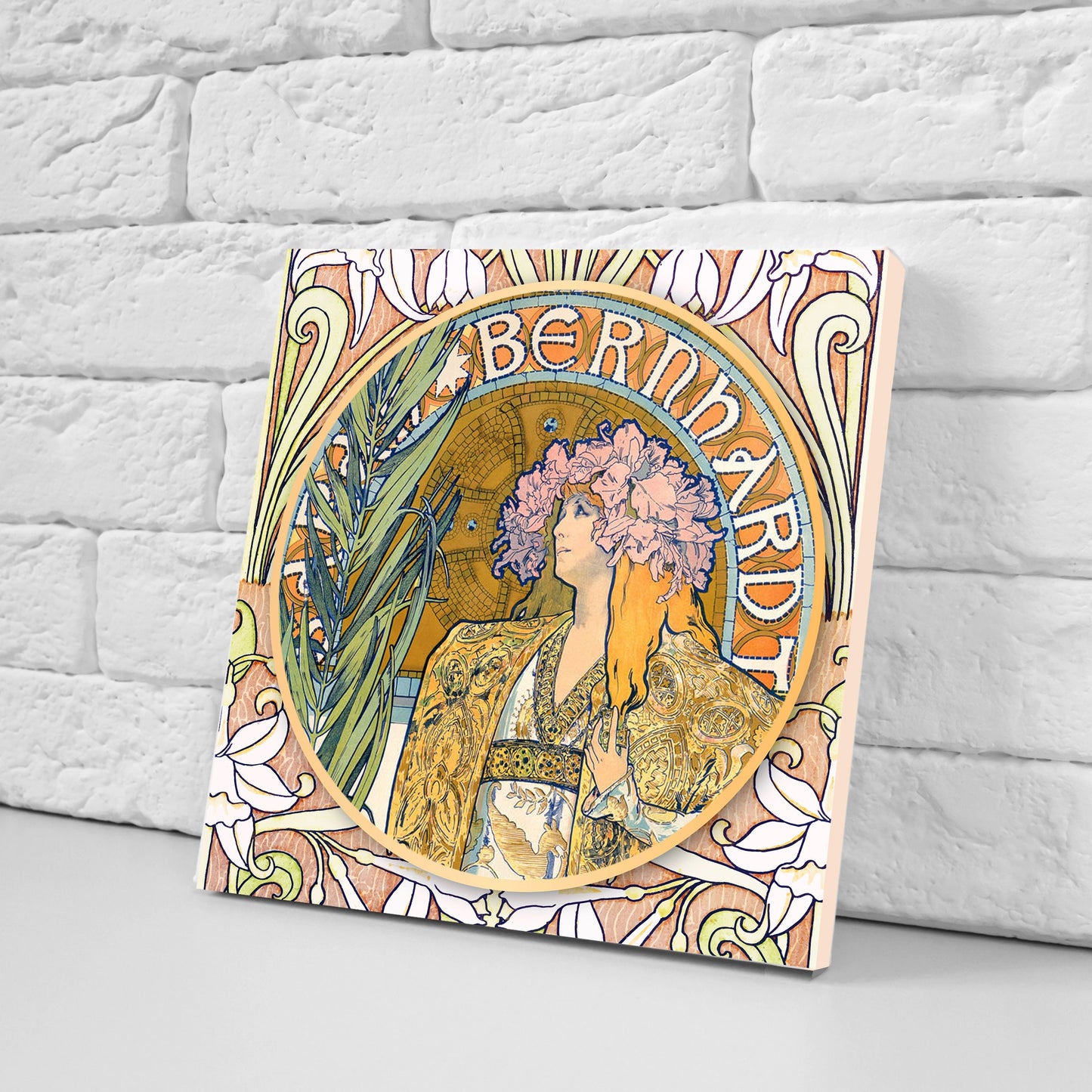 Art Nouveau Flower Ceramic tiles - Set of 2 Art Nouveau Wall Decor Tiles - Kitchen Backsplash Tiles, Table Decorative Tiles, Bathroom Tiles