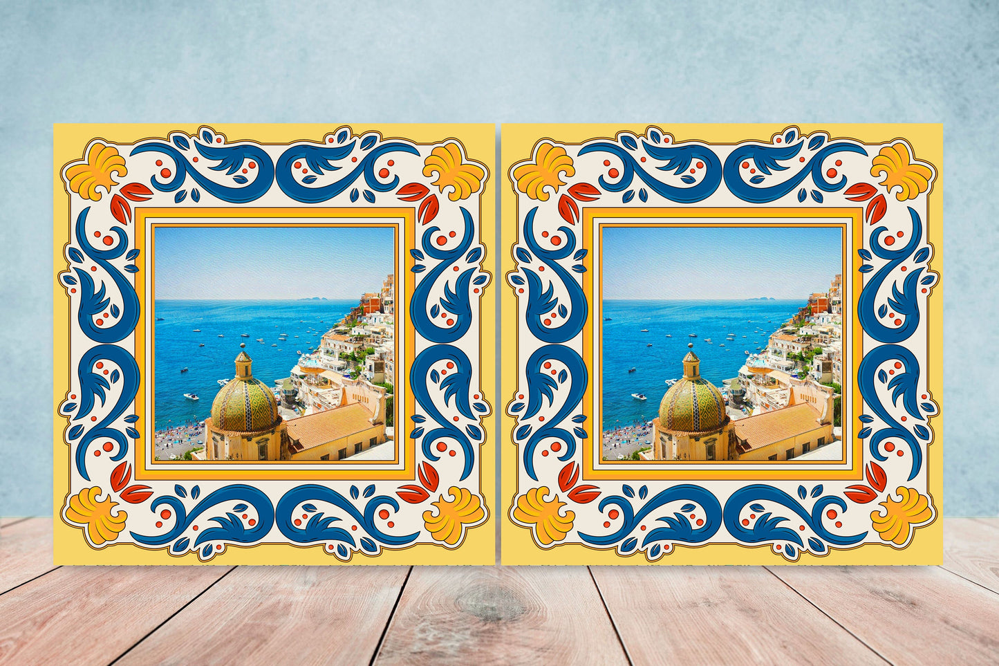 Amalfi Ceramic Tiles - Set of 2 Italian Wall Decor Tiles - Kitchen Backsplash Tiles, Italian Decorative Tiles, Bathroom Tiles, Accent tiles