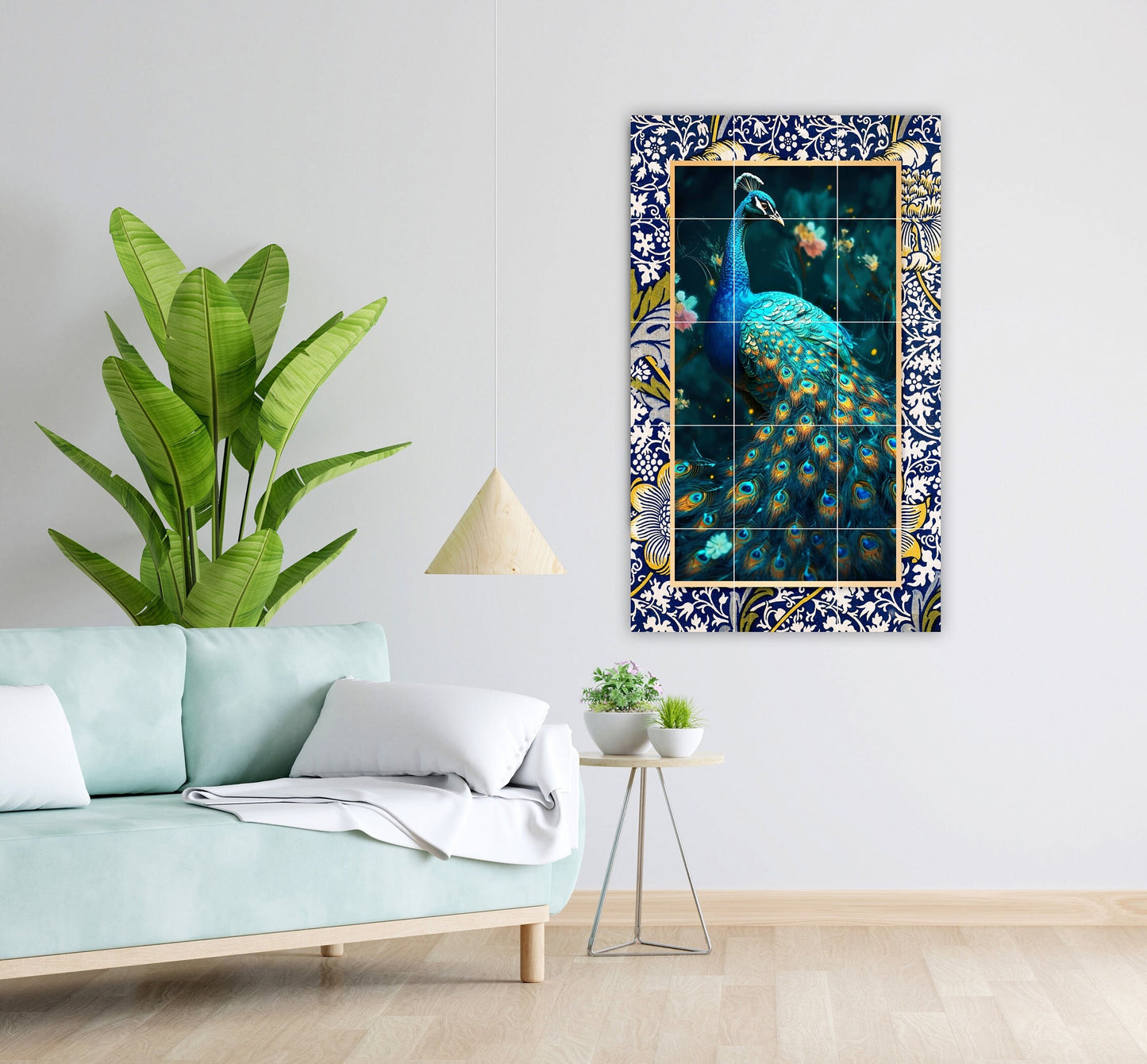 Art Nouveau Peacock Ceramic Tile Mural/Mosaic-Art Nouveau Wall Decor Tiles -Kitchen Backsplash Tiles, Table Decorative Tiles, Bathroom Tiles