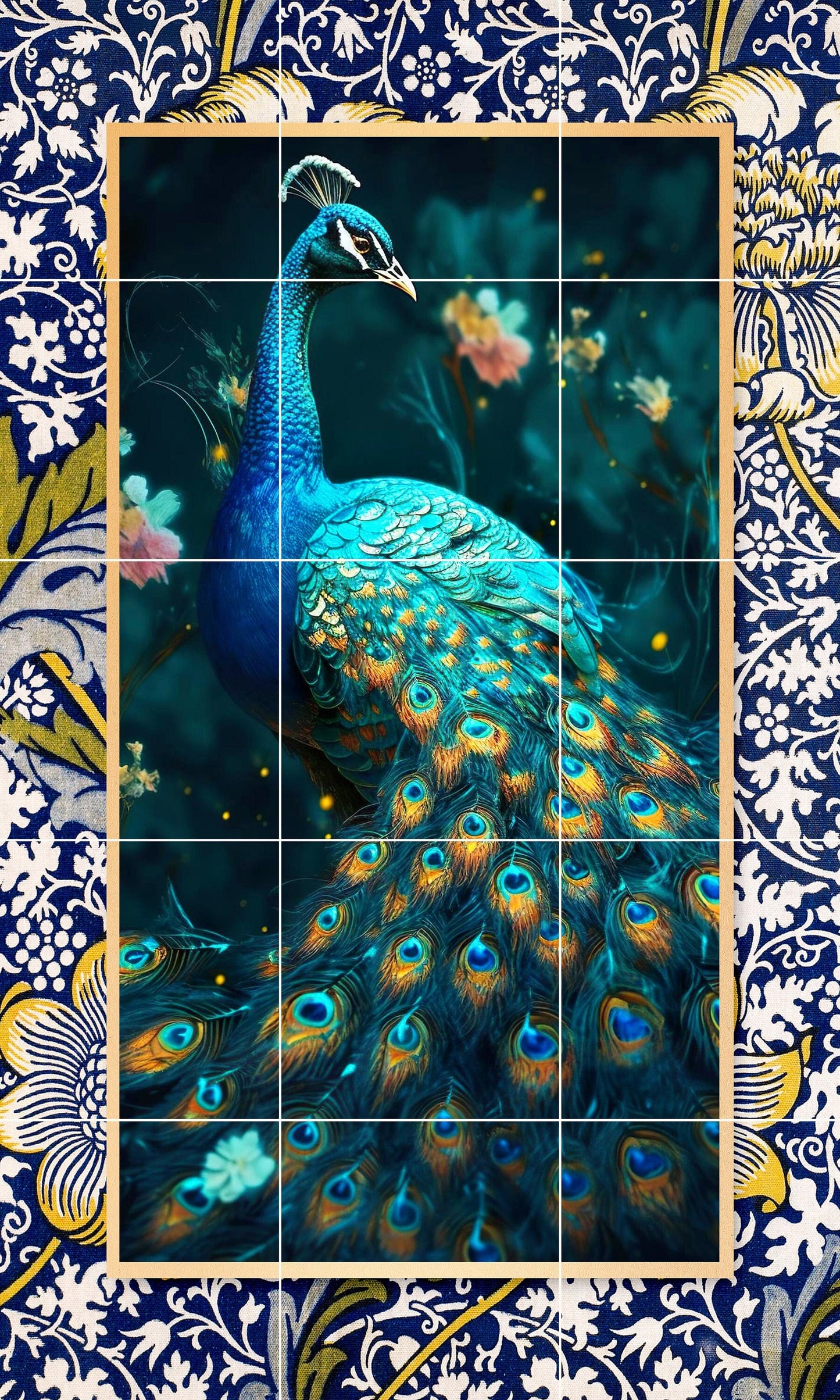 Art Nouveau Peacock Ceramic Tile Mural/Mosaic-Art Nouveau Wall Decor Tiles -Kitchen Backsplash Tiles, Table Decorative Tiles, Bathroom Tiles