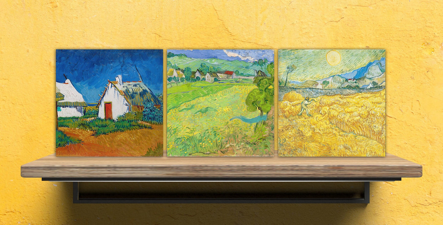 Van Gogh Set of 3 Ceramic tiles, Ceramic Decor Tiles, Kitchen Backsplash Tiles, Bathroom Tiles, Van Gogh wall art, Van Gogh print