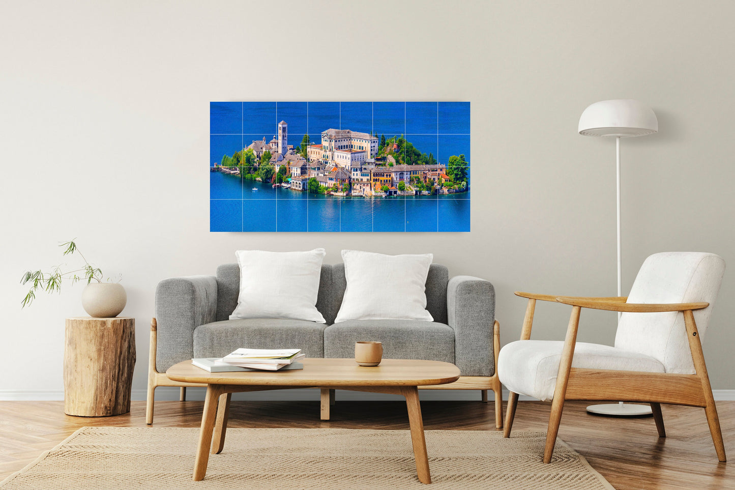 Tile Mural/Mosaic Ceramic Panel of Lake Orta - Lake Orta wall print - Piedmont Italy Wall Art - Tile Mural - Gloss Tiles - Tile Mosaic