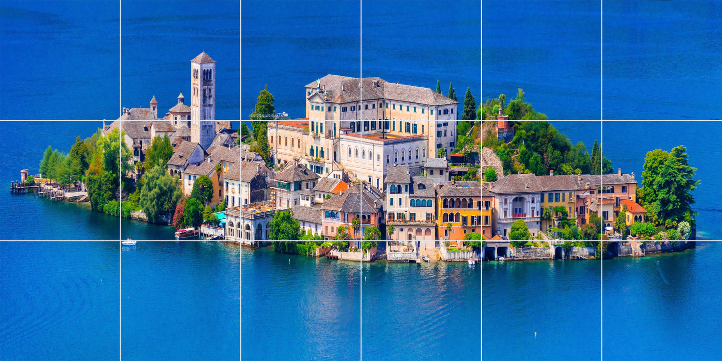 Tile Mural/Mosaic Ceramic Panel of Lake Orta - Lake Orta wall print - Piedmont Italy Wall Art - Tile Mural - Gloss Tiles - Tile Mosaic