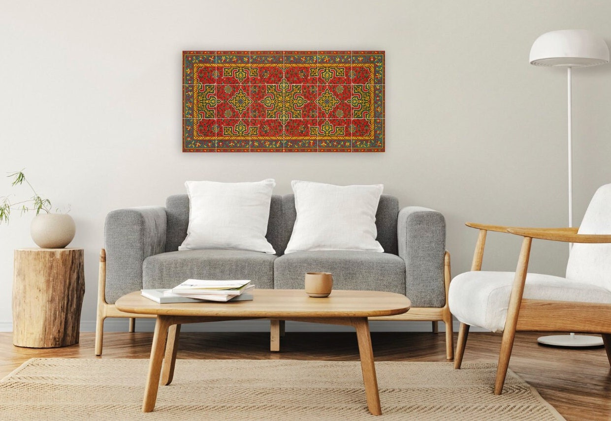 Tile Mural/Mosaic Ceramic Panel of Arabic Pattern - Arabic art decor - Islamic Art - Arabesque art - Tile Mural - Home Decor -Tile Mosaic