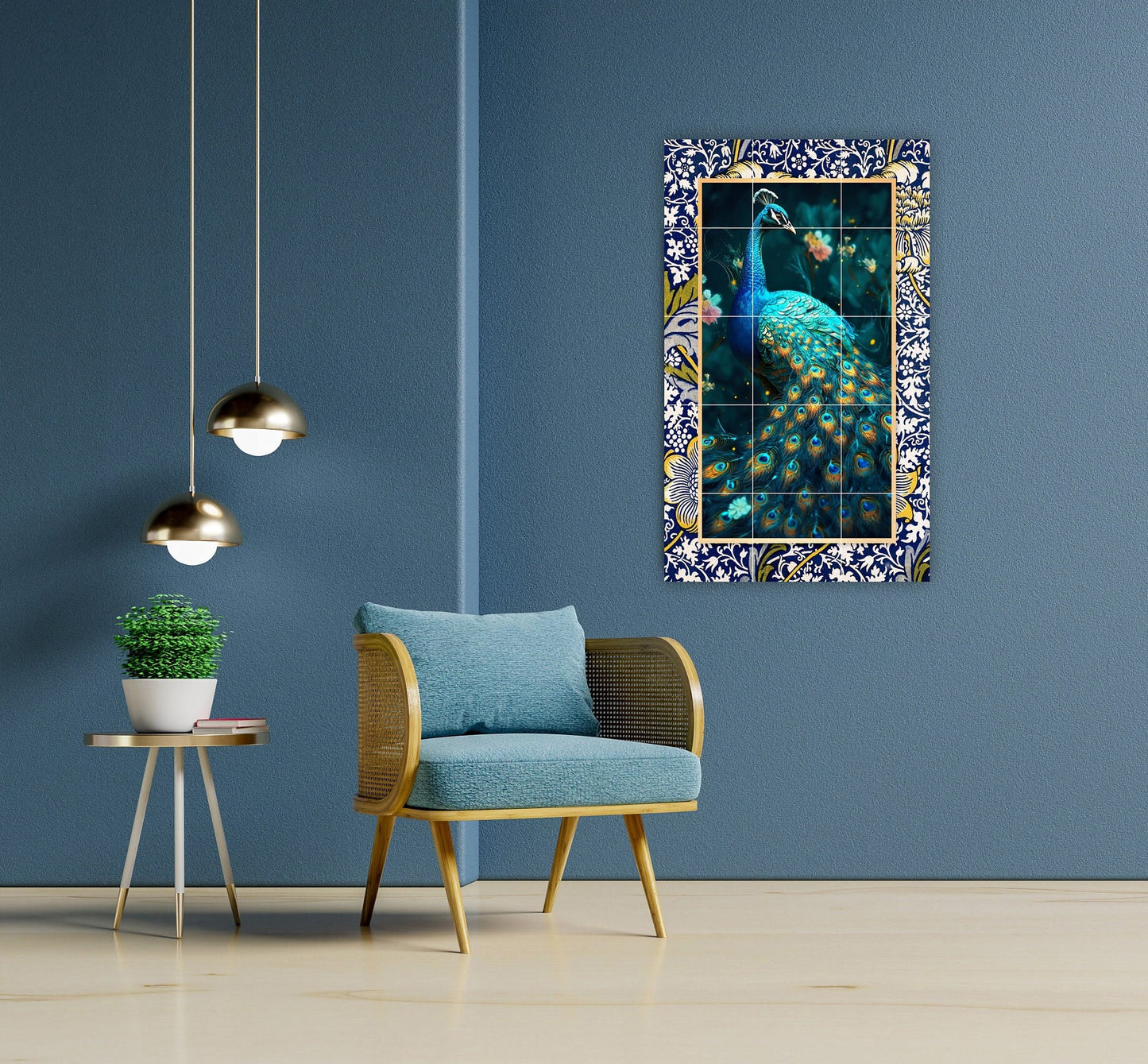 Art Nouveau Peacock Ceramic Tile Mural/Mosaic-Art Nouveau Wall Decor Tiles -Kitchen Backsplash Tiles, Table Decorative Tiles, Bathroom Tiles