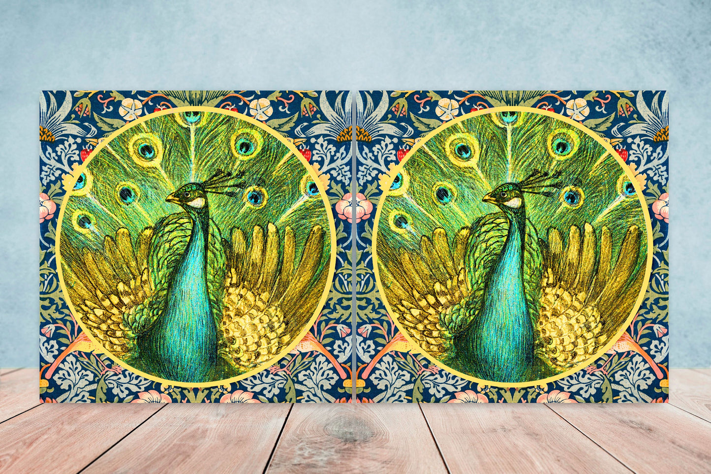 Art Nouveau Flower Ceramic tiles - Set of 2 Art Nouveau Wall Decor Tiles - Kitchen Backsplash Tiles, Table Decorative Tiles, Bathroom Tiles