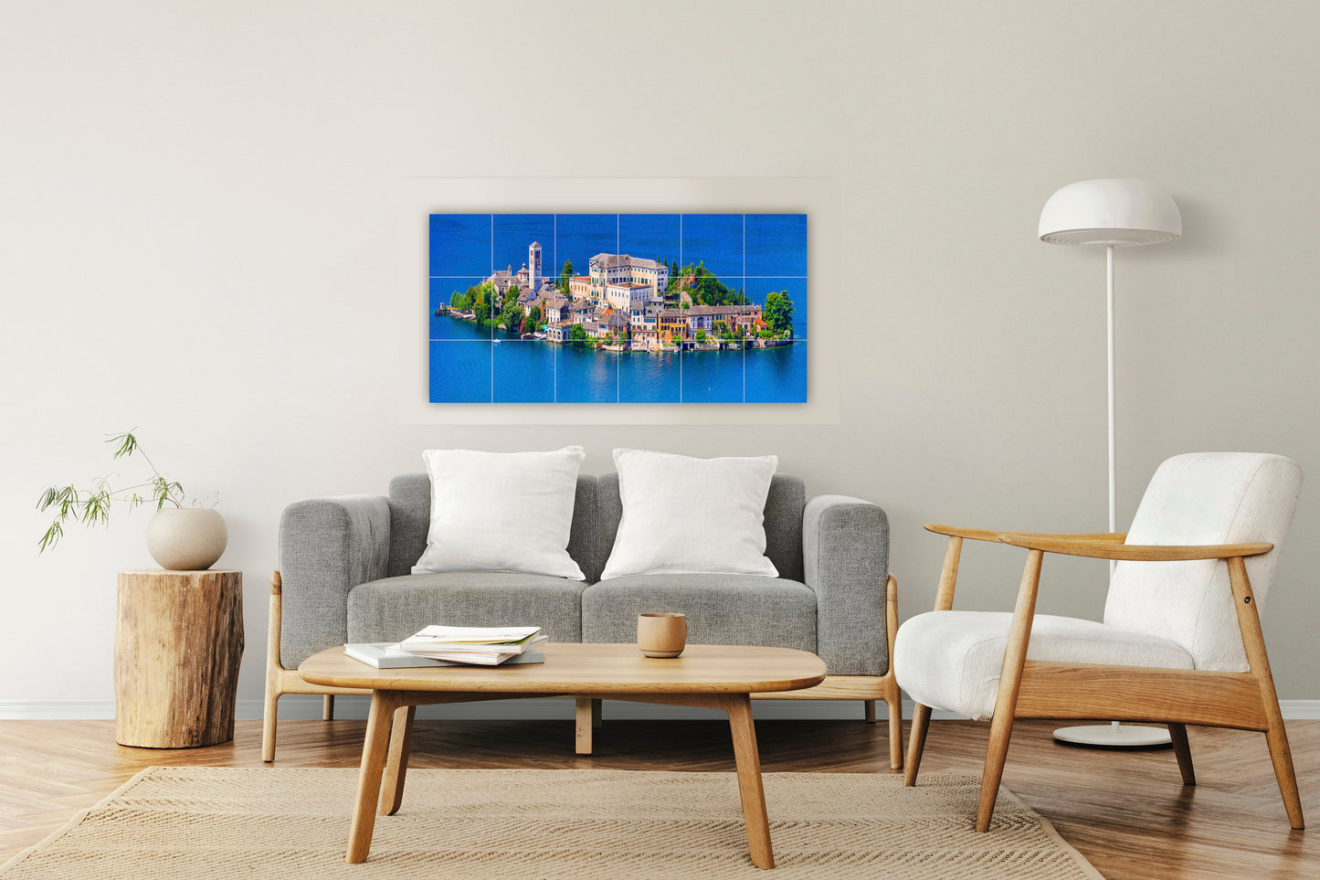 Tile Mural/Mosaic Ceramic Panel of Lake Orta - Lake Orta wall print - Piedmont Italy Wall Art - Tile Mural - Gloss Tiles - Tile Mosaic