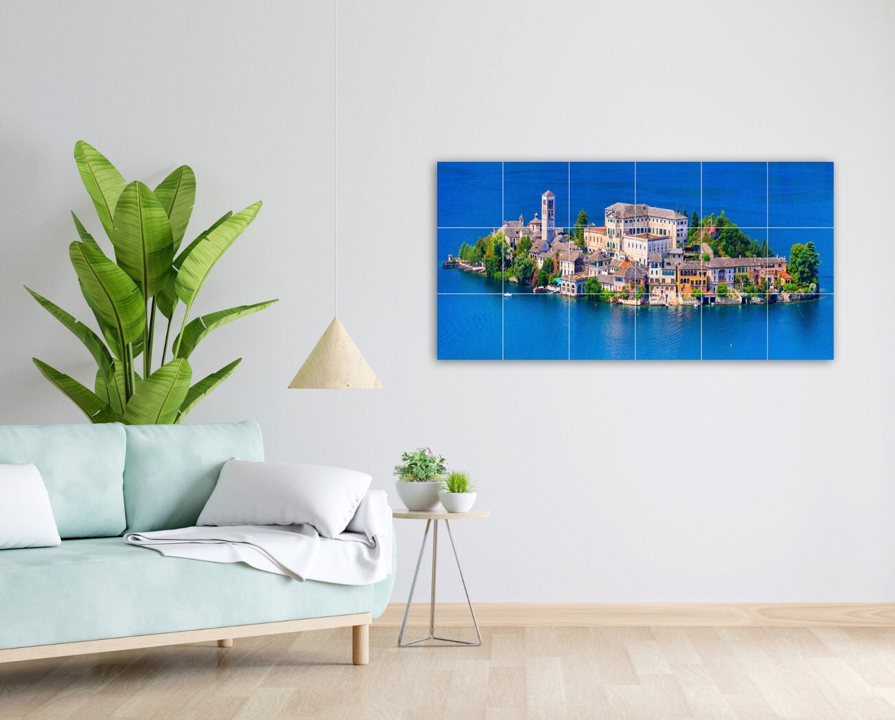 Tile Mural/Mosaic Ceramic Panel of Lake Orta - Lake Orta wall print - Piedmont Italy Wall Art - Tile Mural - Gloss Tiles - Tile Mosaic