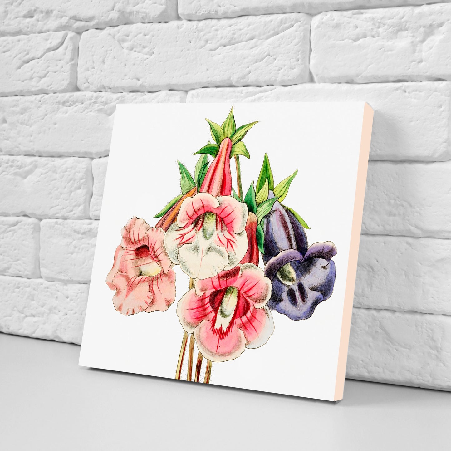 Vintage Botanical Print Ceramic Tiles - Set of 3 Ceramic Decor Tiles - Kitchen Backsplash Tiles, Bathroom Tiles, Botanical wall art