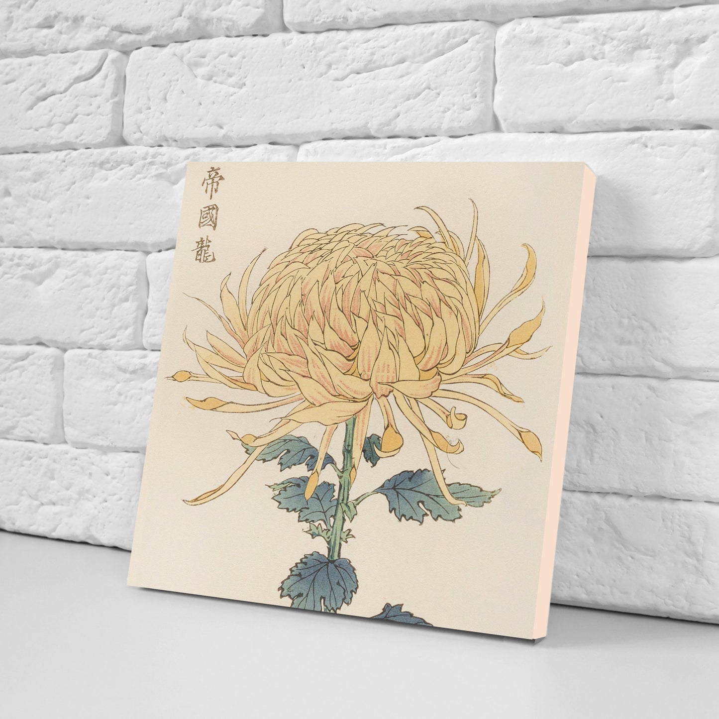 Vintage Japanese Botanical Print Ceramic Tiles - Set of 3 Ceramic Decor Tiles - Kitchen Backsplash Tiles, Bathroom Tiles, Botanical wall art
