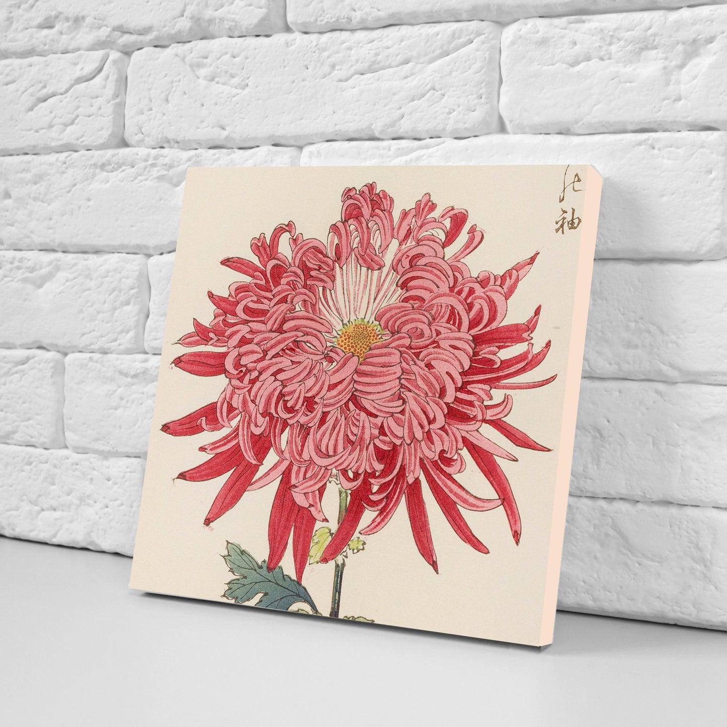 Vintage Japanese Botanical Print Ceramic Tiles - Set of 3 Ceramic Decor Tiles - Kitchen Backsplash Tiles, Bathroom Tiles, Botanical wall art