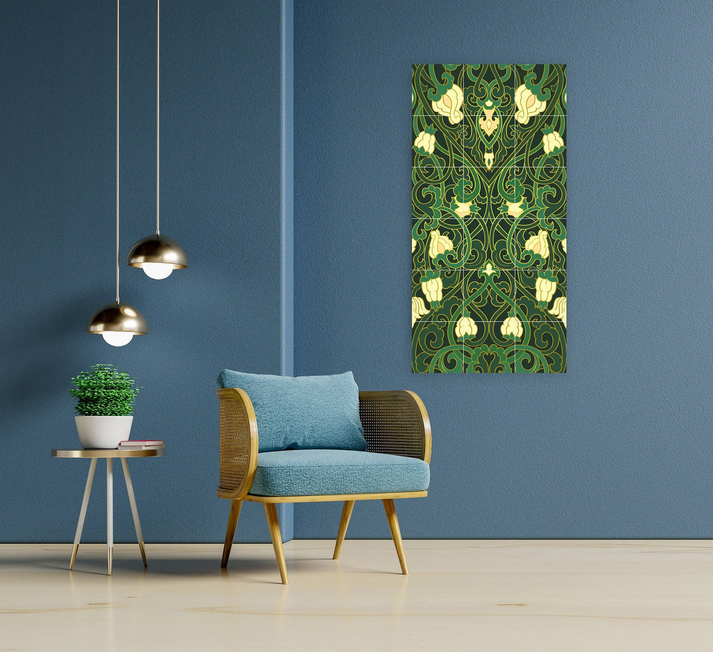 Art Nouveau Floral Ceramic Tile Mural/Mosaic -Art Nouveau Wall Decor Tiles -Kitchen Backsplash Tiles, Table Decorative Tiles, Bathroom Tiles