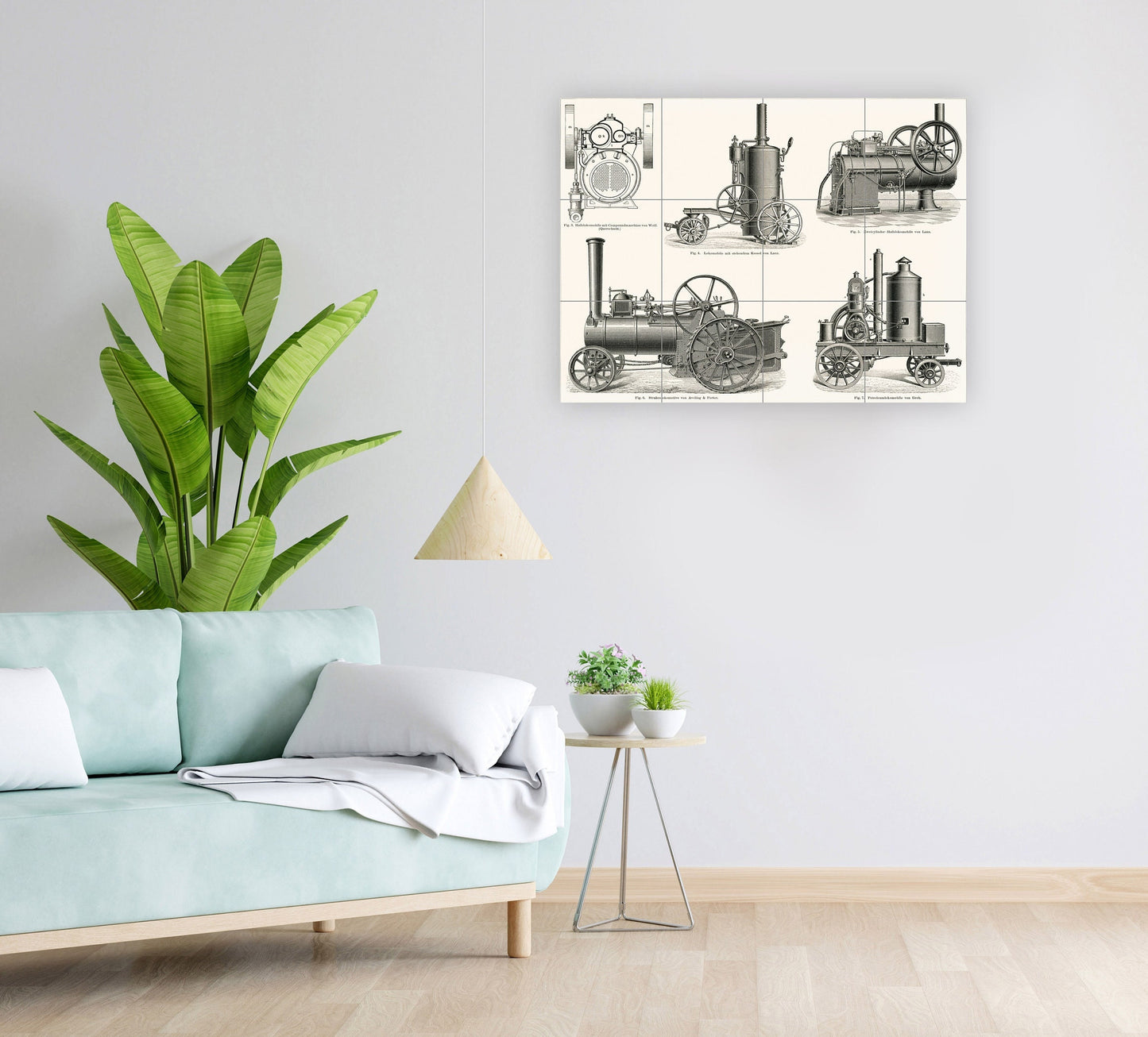 Tile Mural/Mosaic Ceramic Panel of Vintage Locomotive - Steam Locomotive print - Steam Train print - Home decor - Vintage railroad