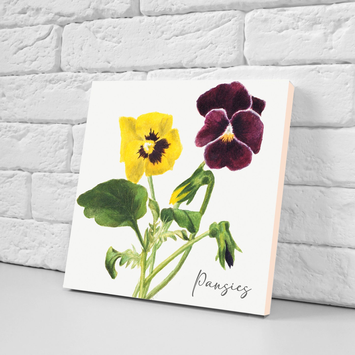 Vintage Botanical Print Ceramic Tiles - Set of 3 Ceramic Decor Tiles - Kitchen Backsplash Tiles, Bathroom Tiles, Botanical wall art
