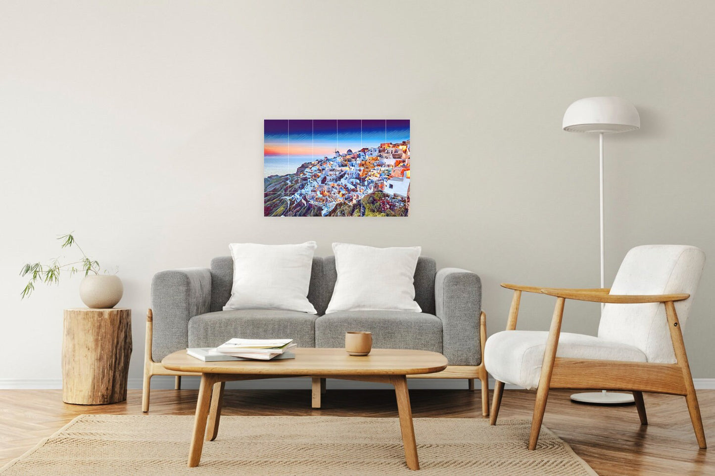 Tile Mural/Mosaic Ceramic Panel of Santorini - Santorini wall print- Greece wall art - Santorini Wall Art - Tile Mural - Tile Mosaic