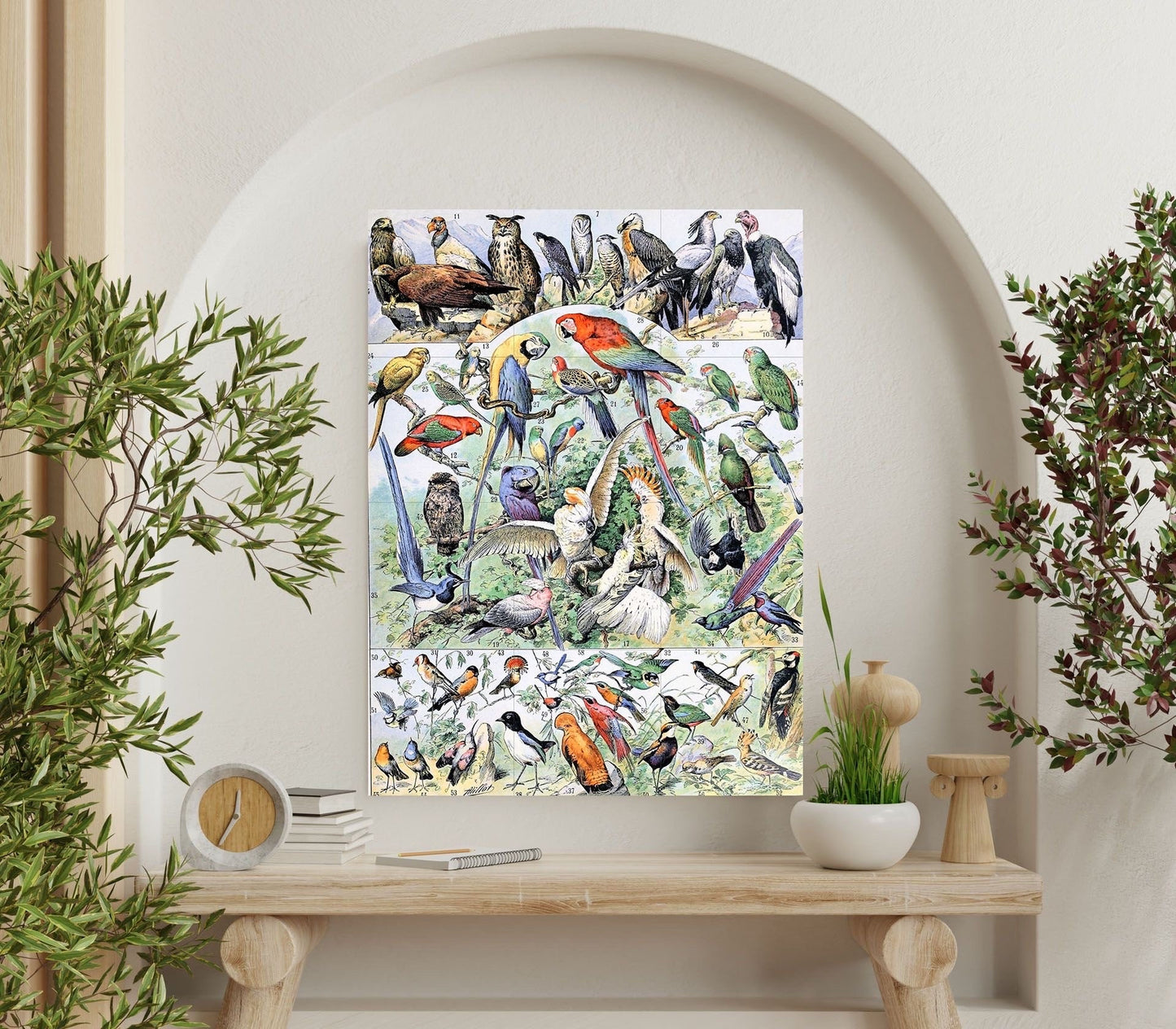 Tile Mural/Mosaic Ceramic Panel of Birds - Adolphe Millot - Vintage Print - Bird Wall Art - Adolphe Millot Vintage Illustration - Bird Mural